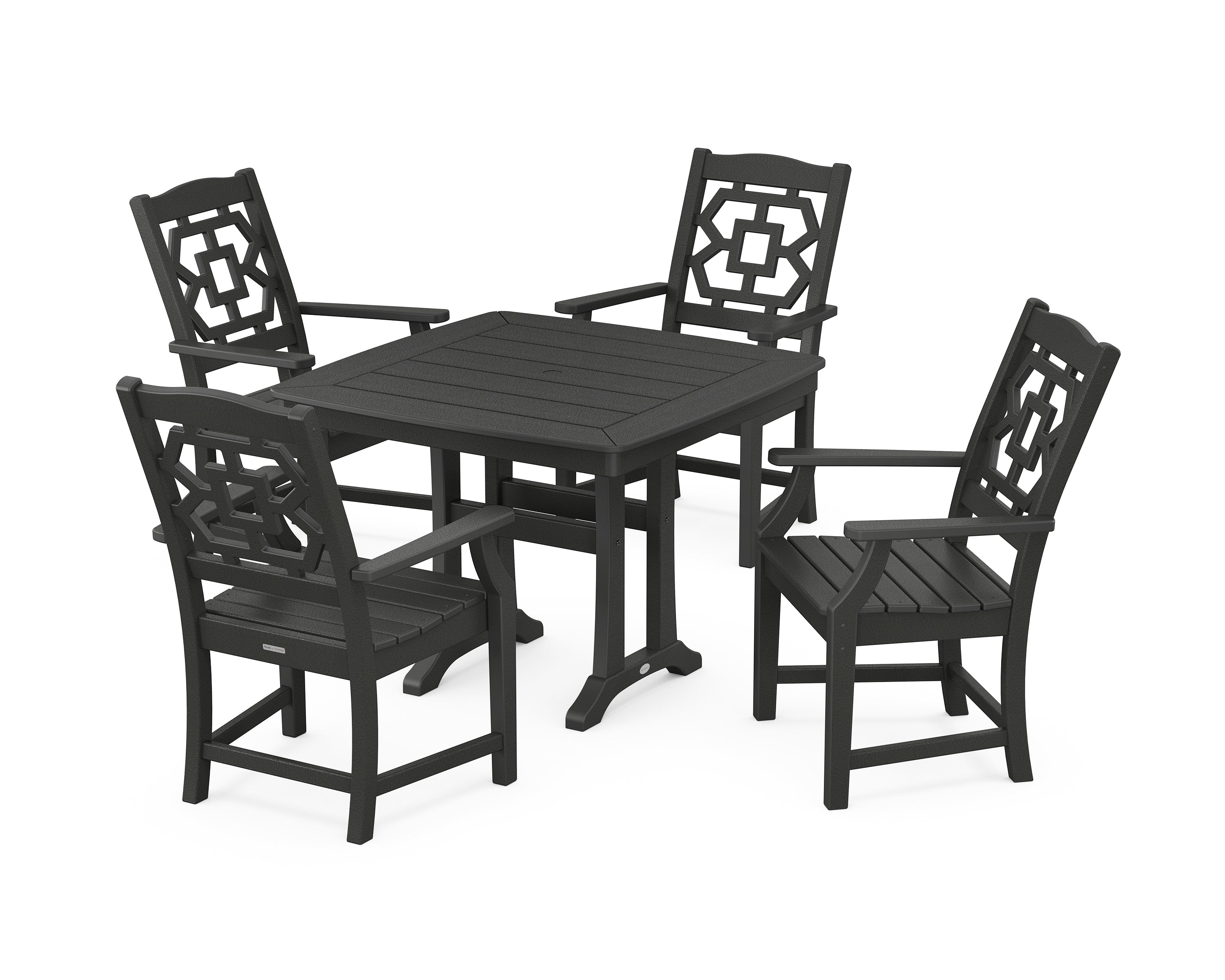Martha Stewart by POLYWOOD® Chinoiserie 5-Piece Dining Set with Trestle Legs in Black