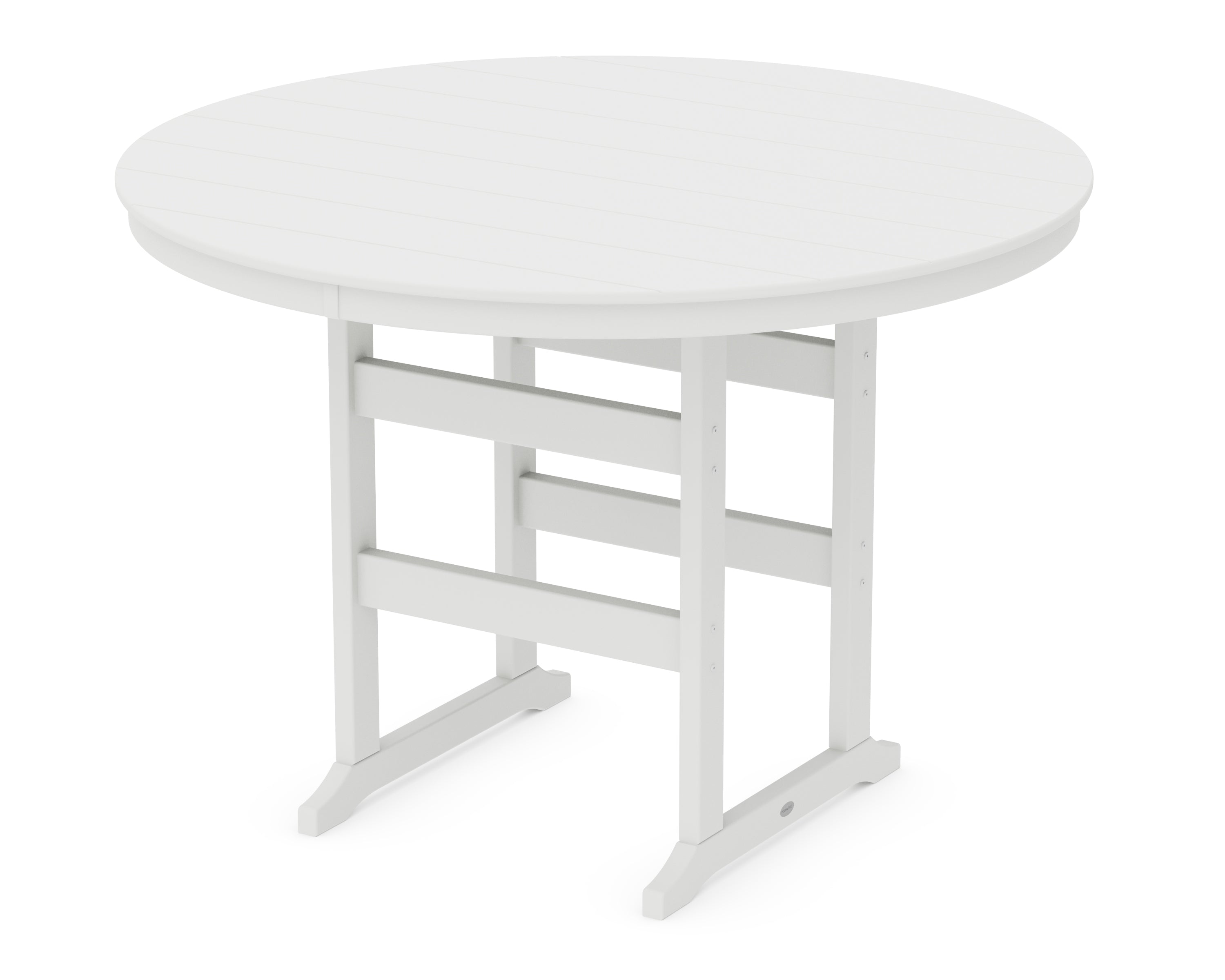 POLYWOOD 60” Round Farmhouse Bar Table in White