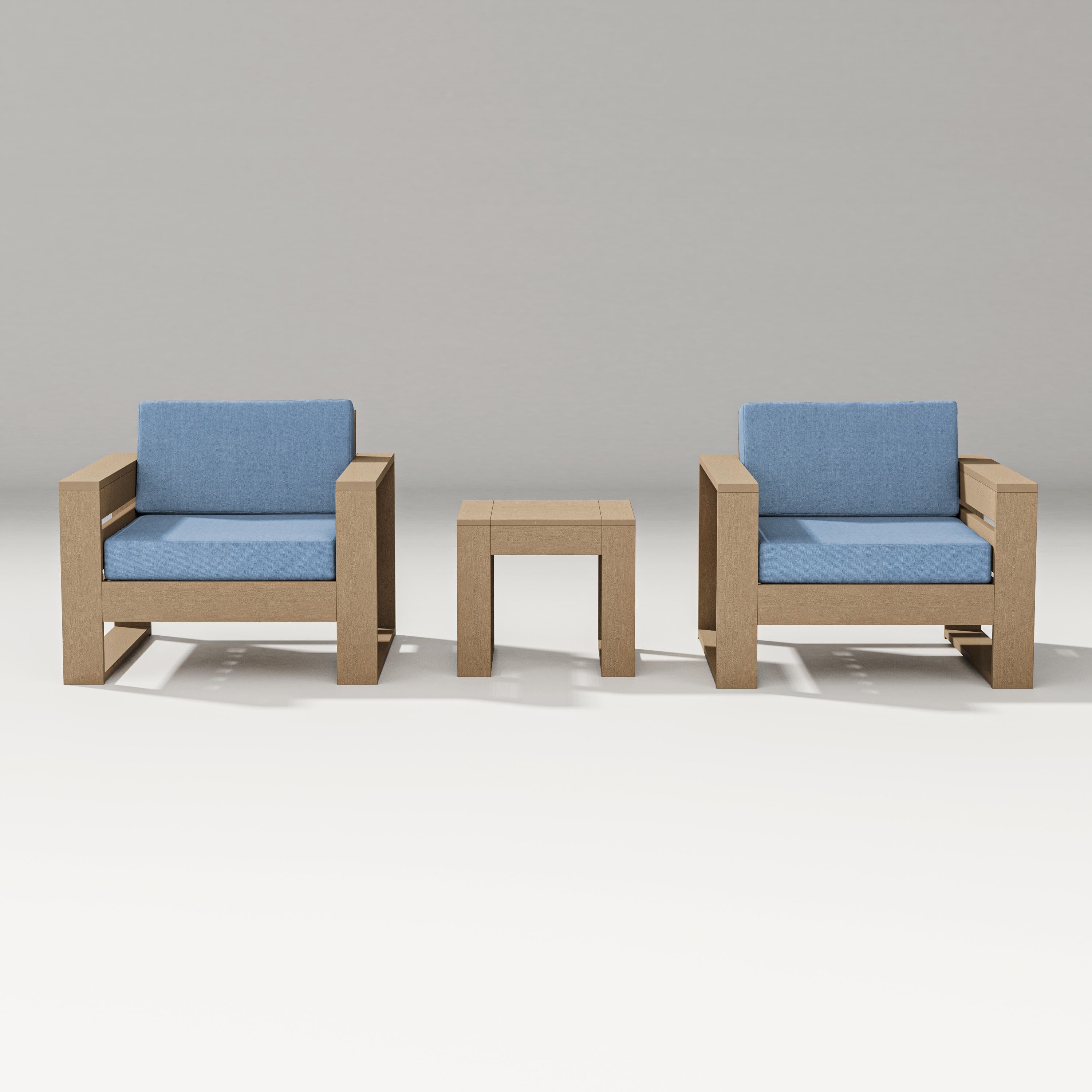 PW Designer Series Latitude 3-Piece Lounge Chair Set in Vintage Sahara / Sky Blue