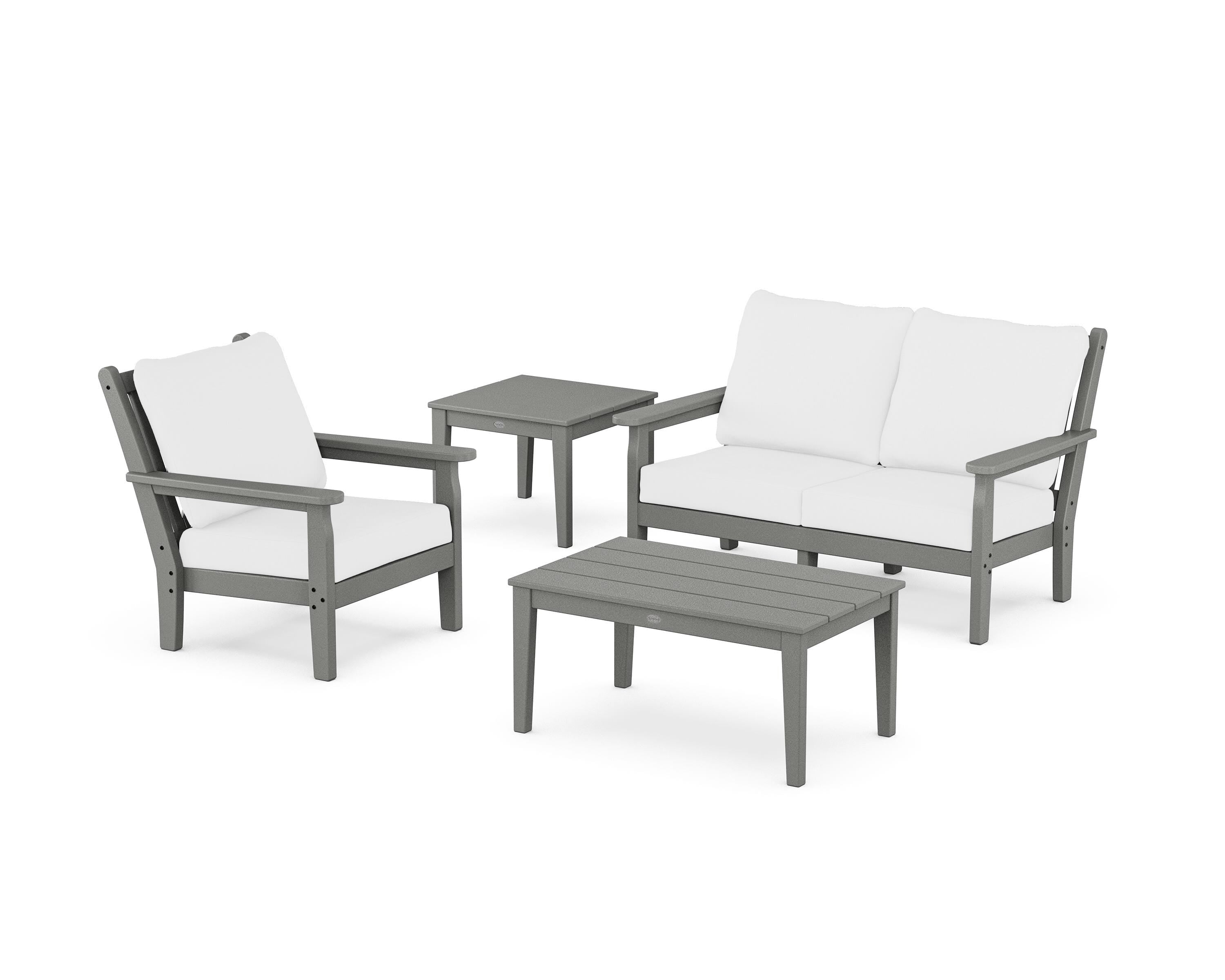 POLYWOOD Chippendale 4-Piece Deep Seating Set in Slate Grey / Natural