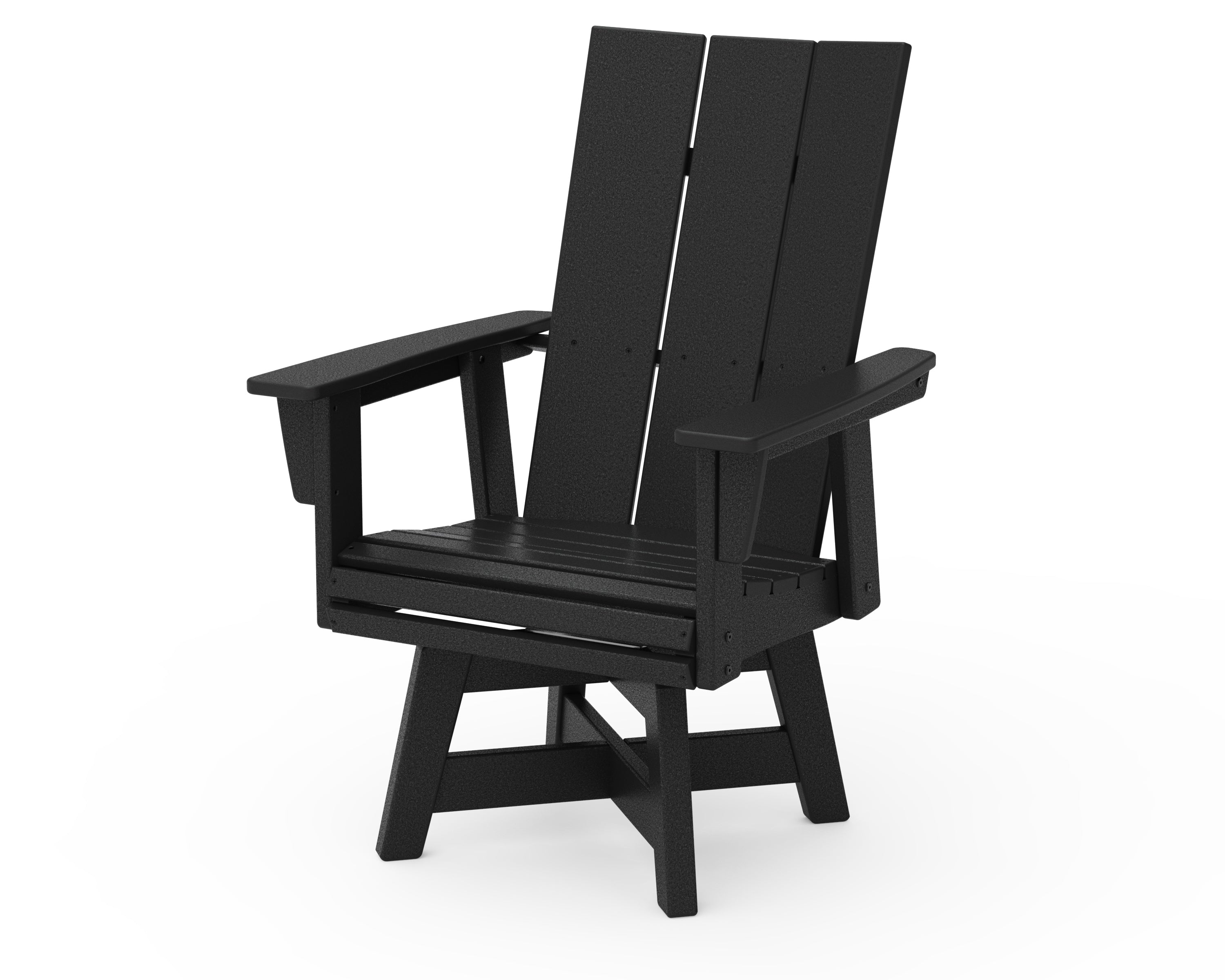 POLYWOOD Modern Curveback Adirondack Swivel Dining Chair in Black