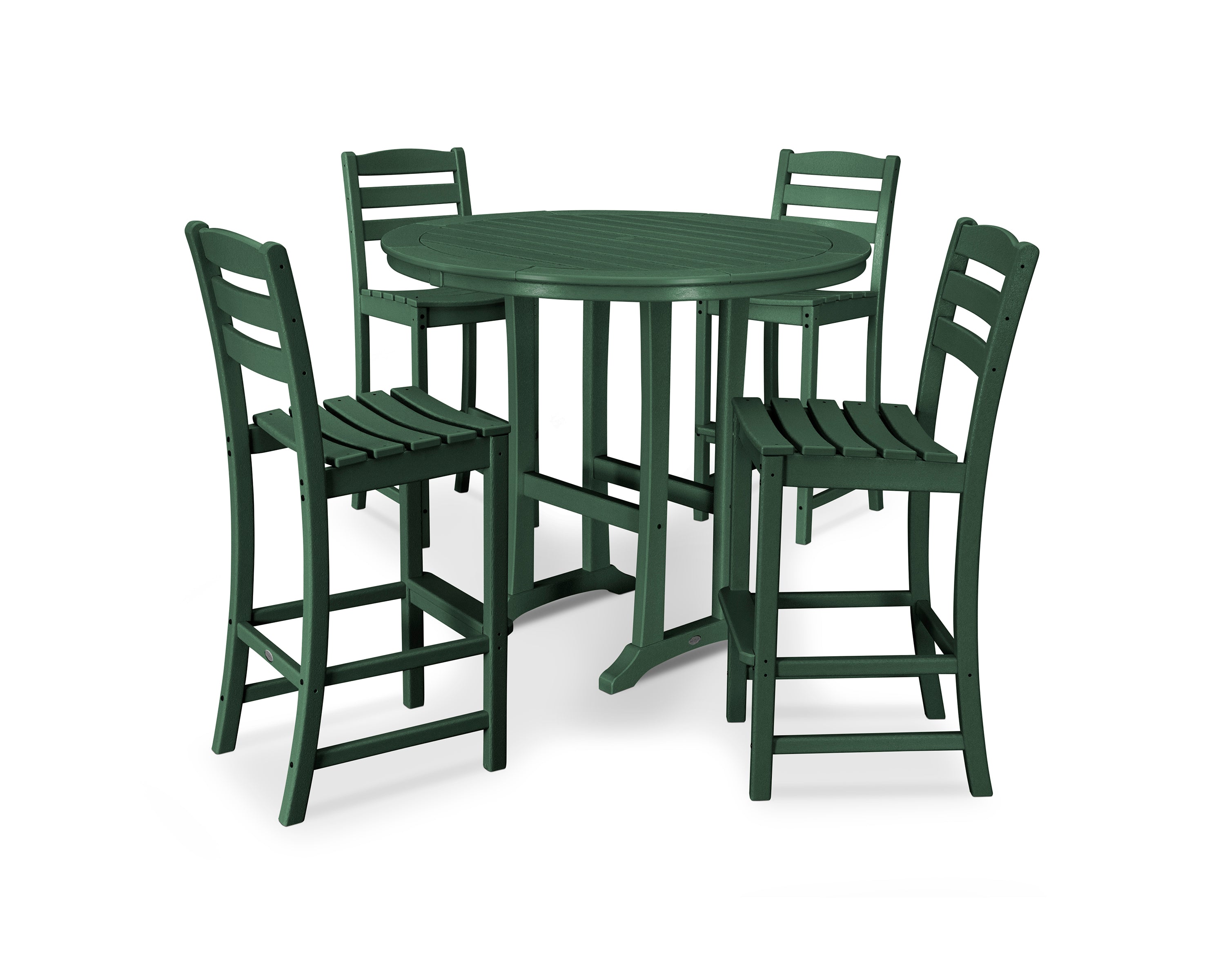 POLYWOOD® La Casa Café 5-Piece Side Chair Bar Dining Set in Green