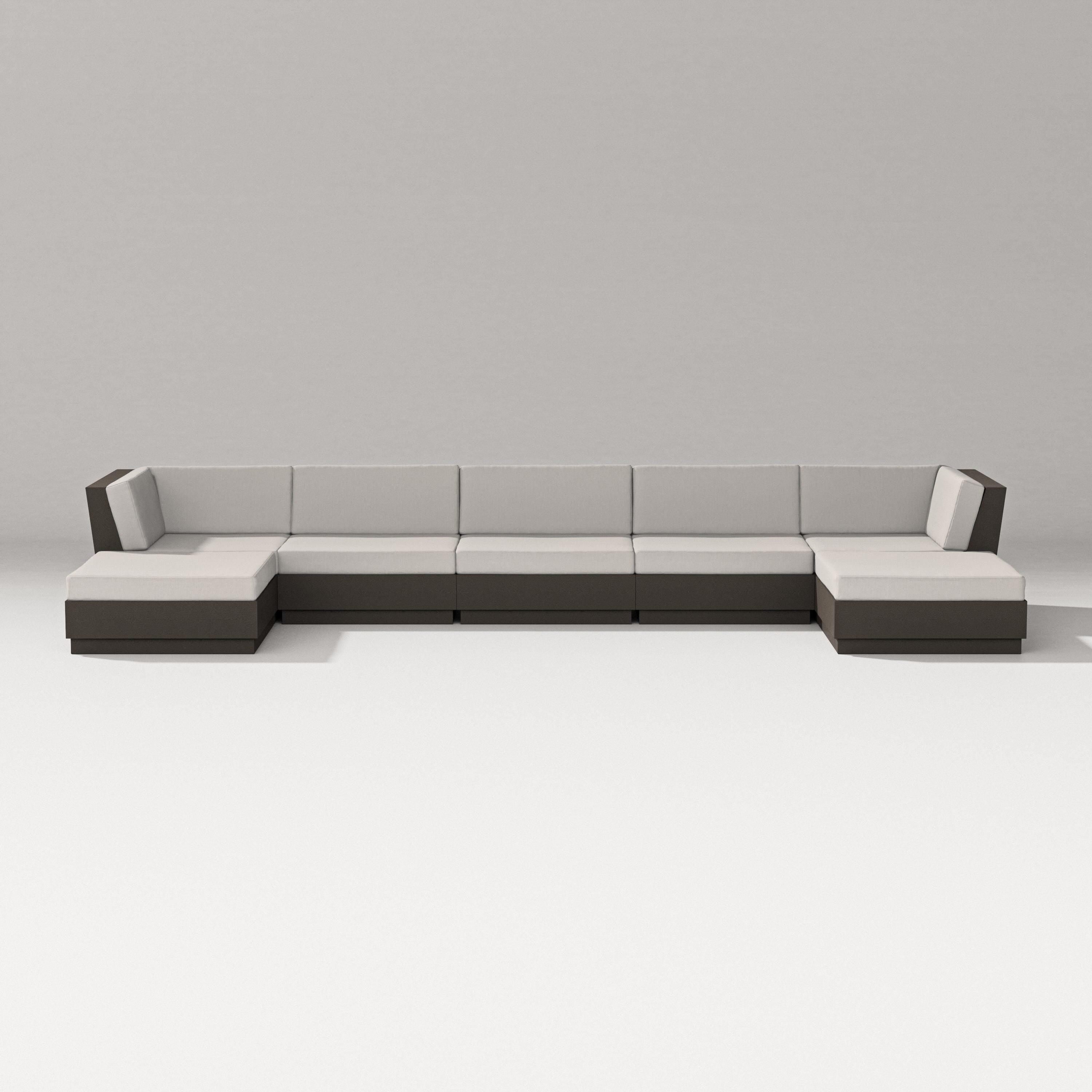 PW Designer Series Elevate 7-Piece Double Chaise Sectional in Vintage Coffee / Cast Ash