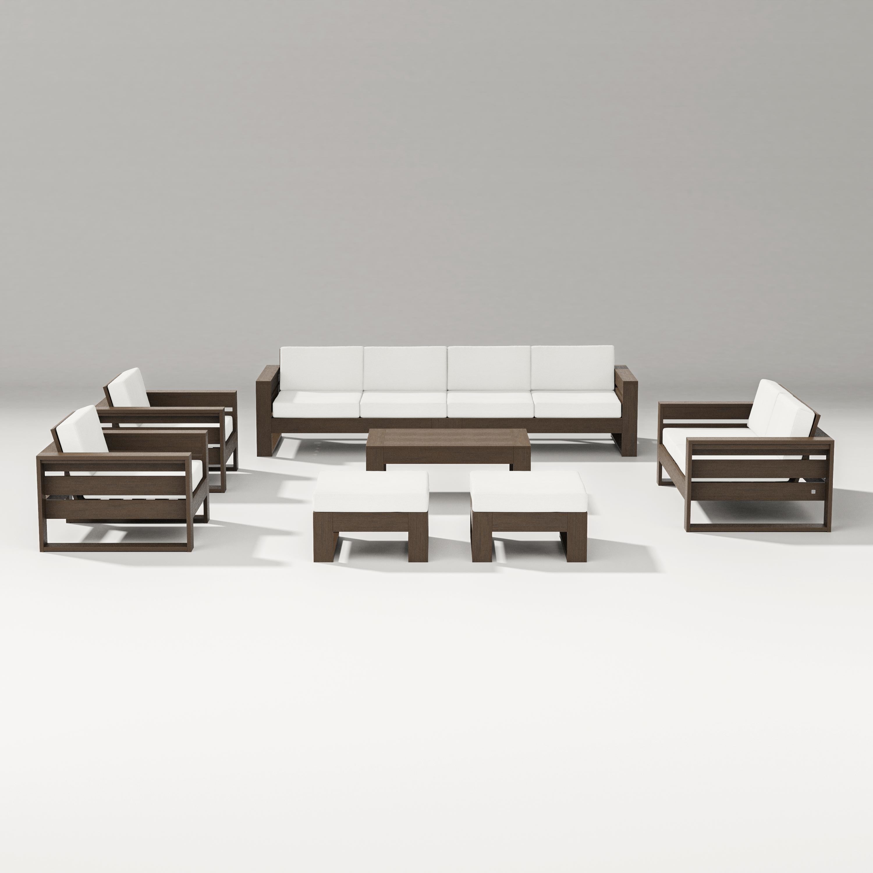 PW Designer Series Latitude 8-Piece Lounge Sofa Set in Kona / Natural Linen