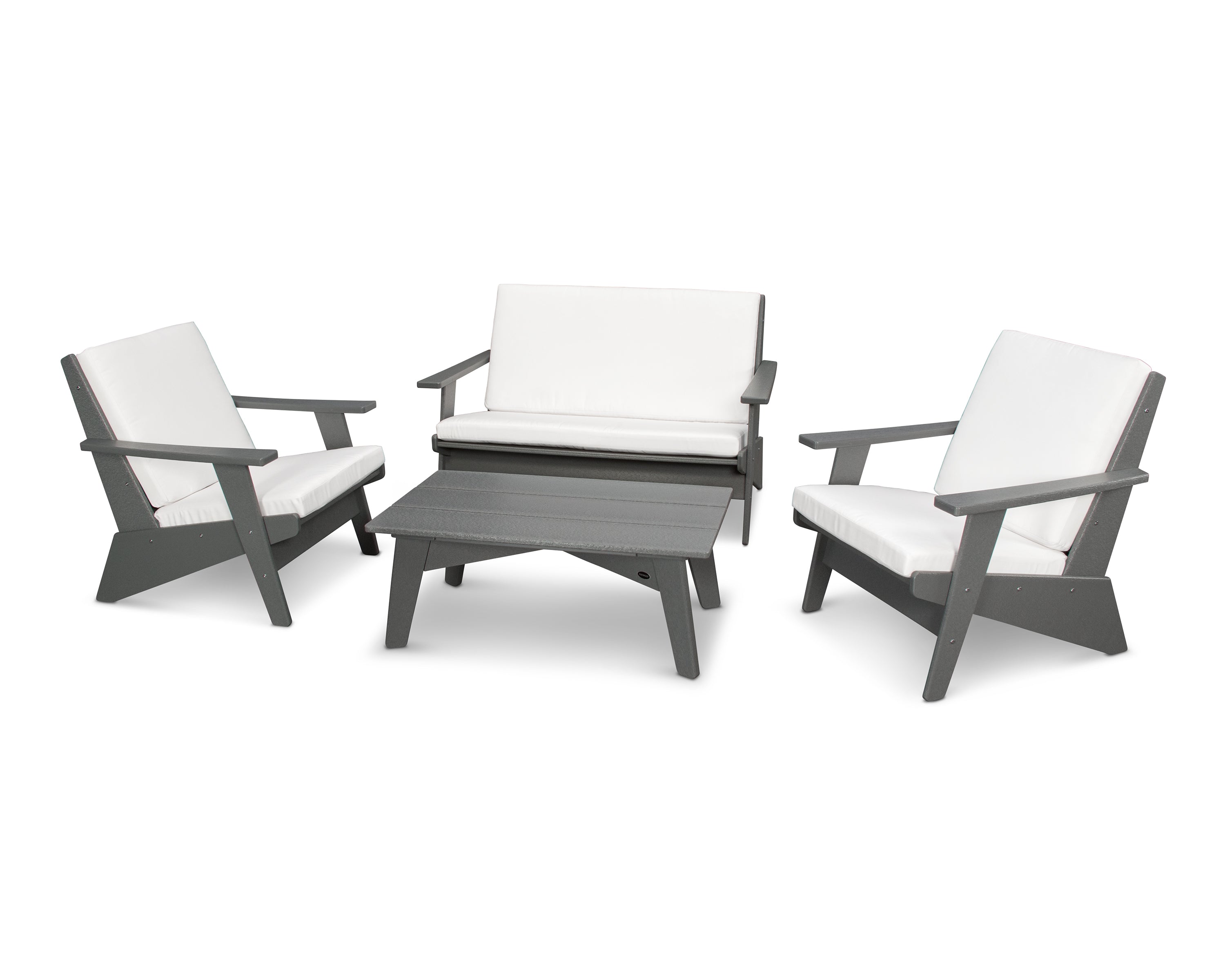 POLYWOOD Riviera Modern Lounge 4-Piece Set in Slate Grey / Natural