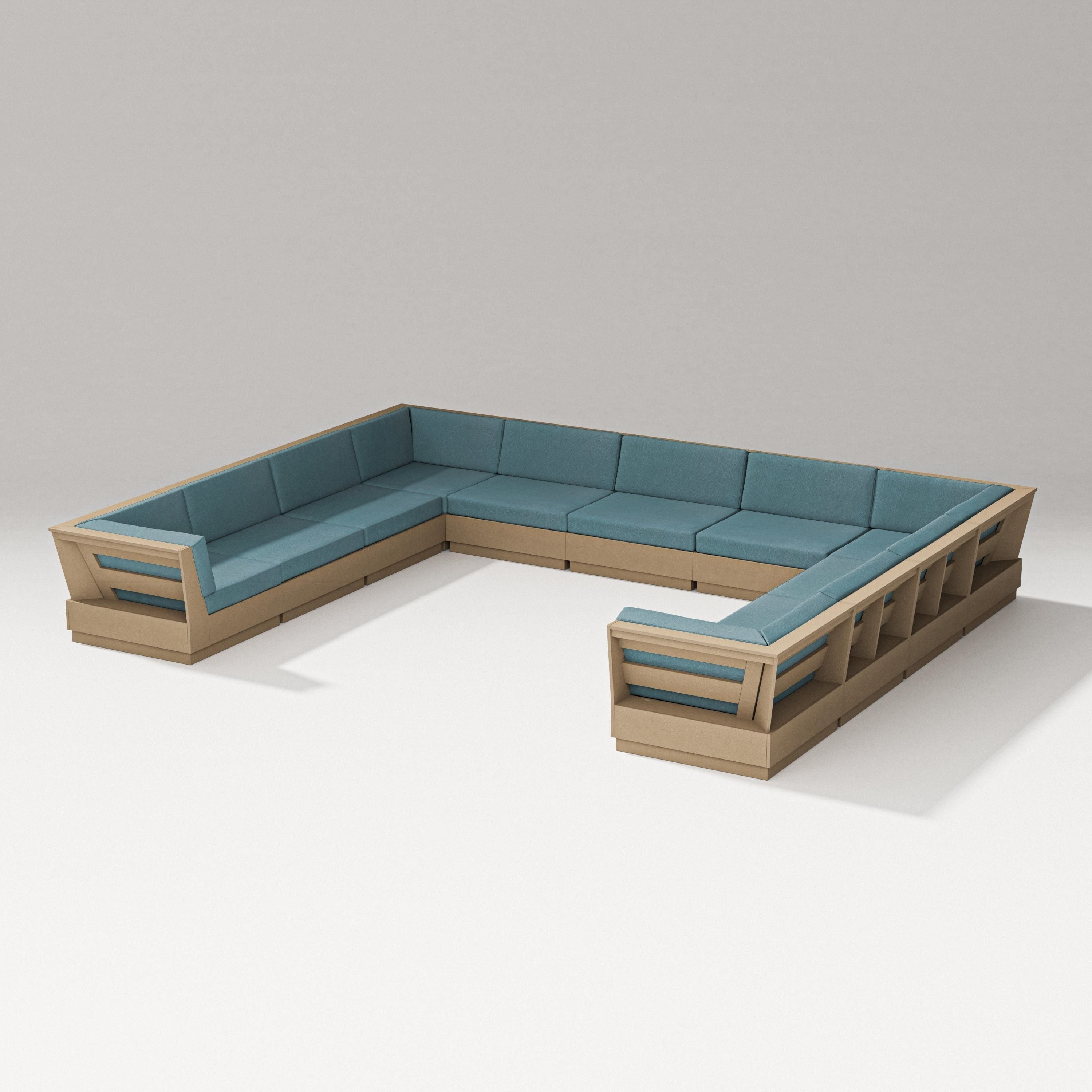 PW Designer Series Elevate Large U-Shaped Sectional in Vintage Sahara / Ocean Teal
