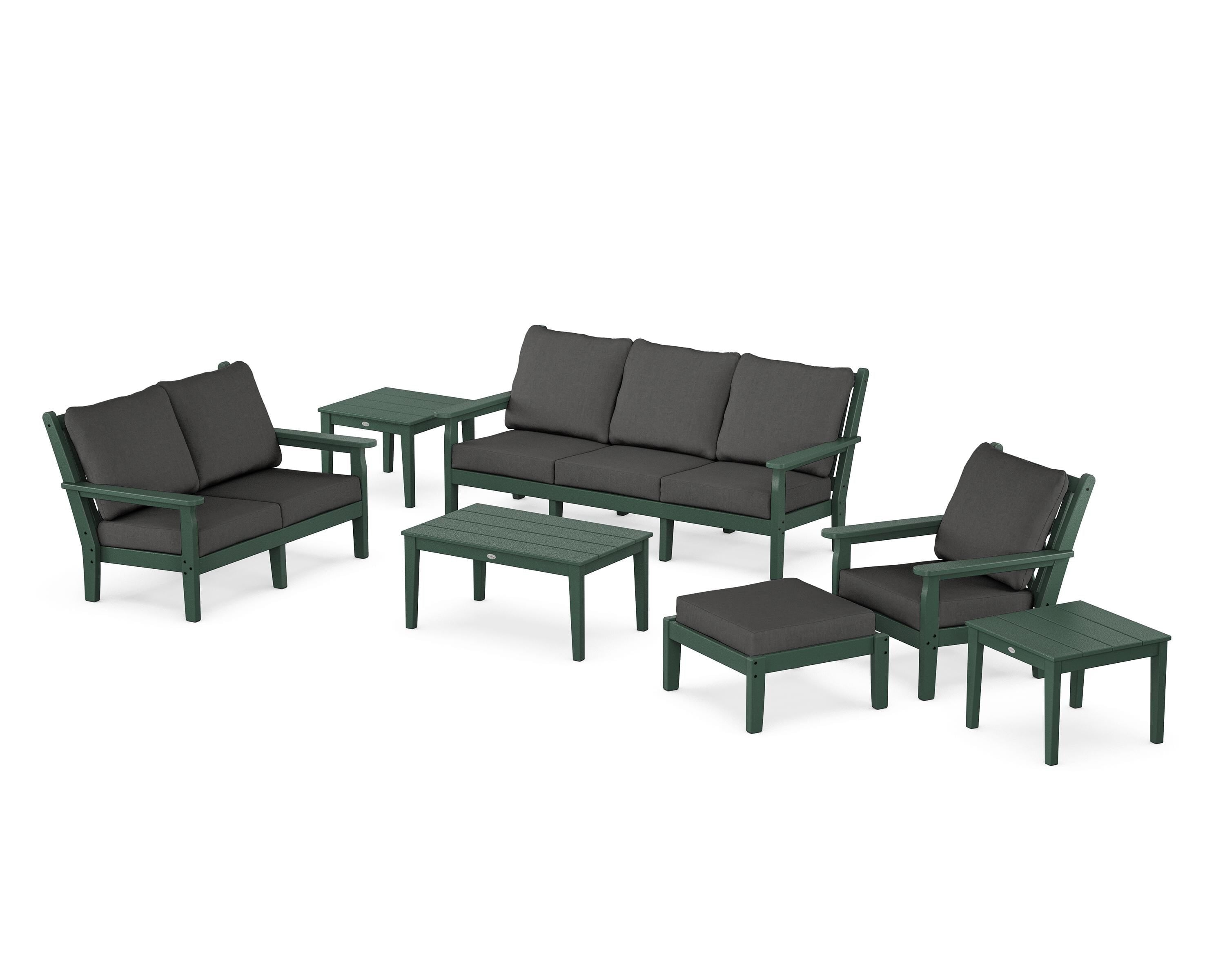 POLYWOOD Chippendale 7-Piece Deep Seating Set in Green / Spectrum Carbon