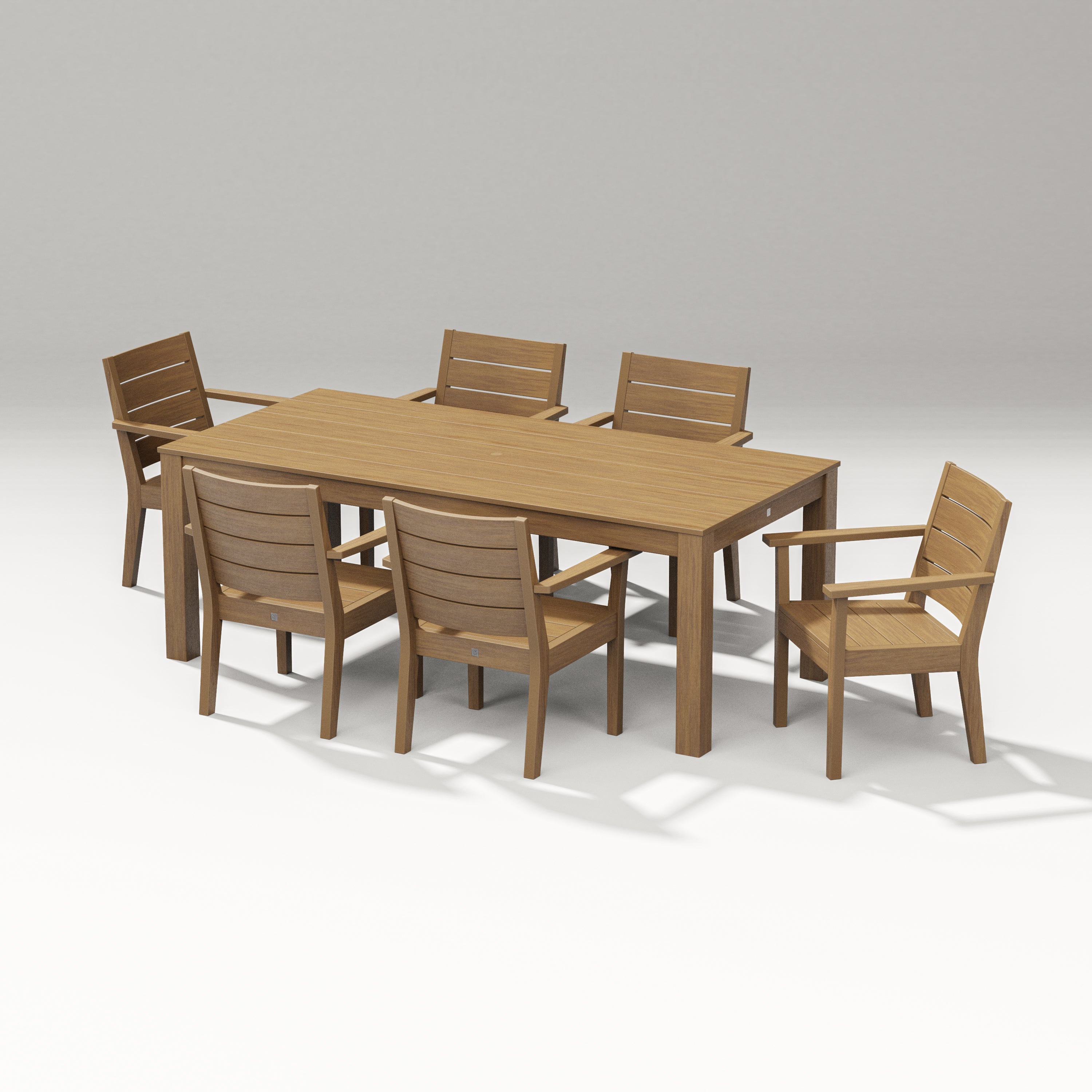 PW Designer Series Latitude 7-Piece Arm Chair Dining Set - Parsons 84" in Natural