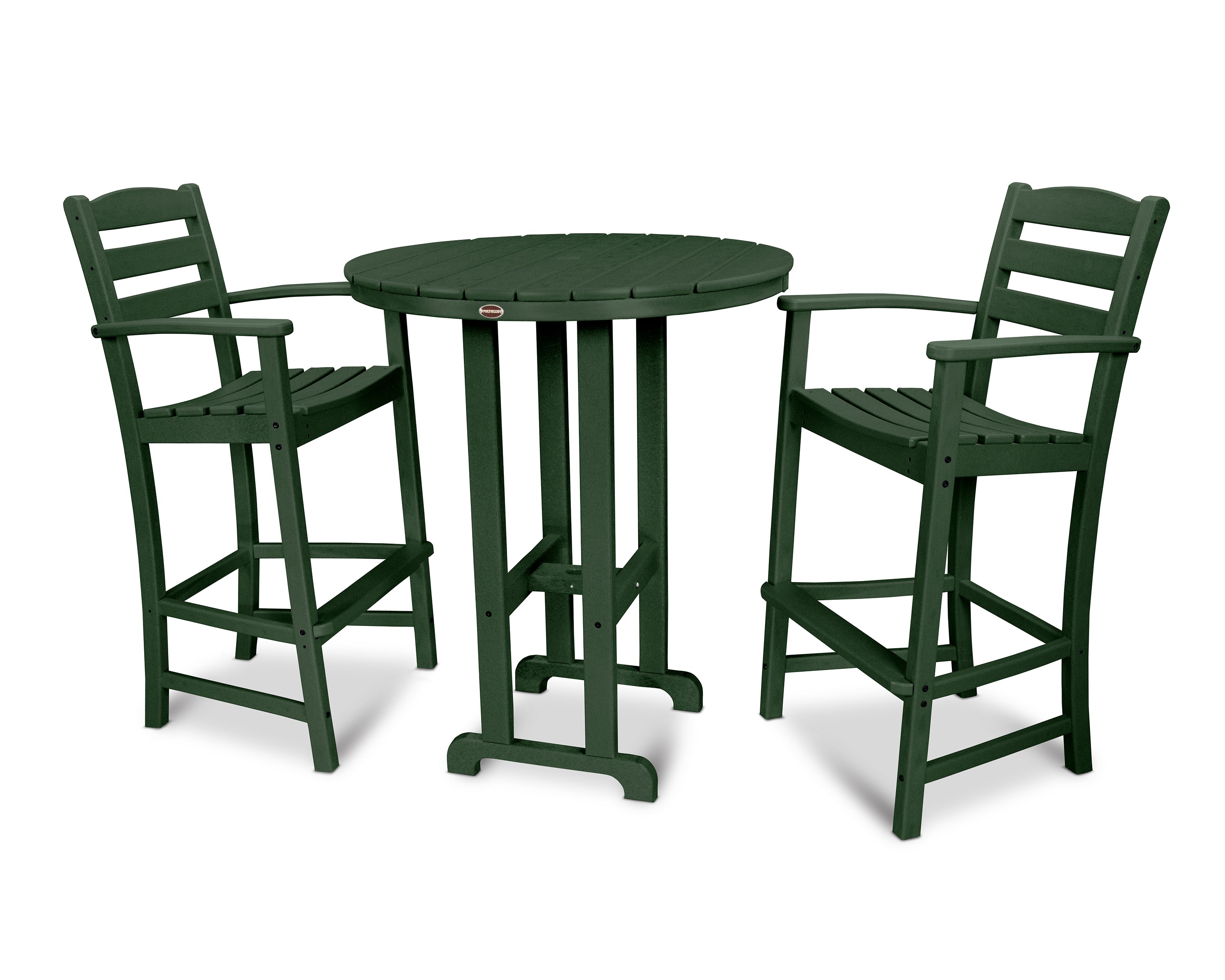 POLYWOOD® La Casa Café 3-Piece Round Farmhouse Bar Set in Green