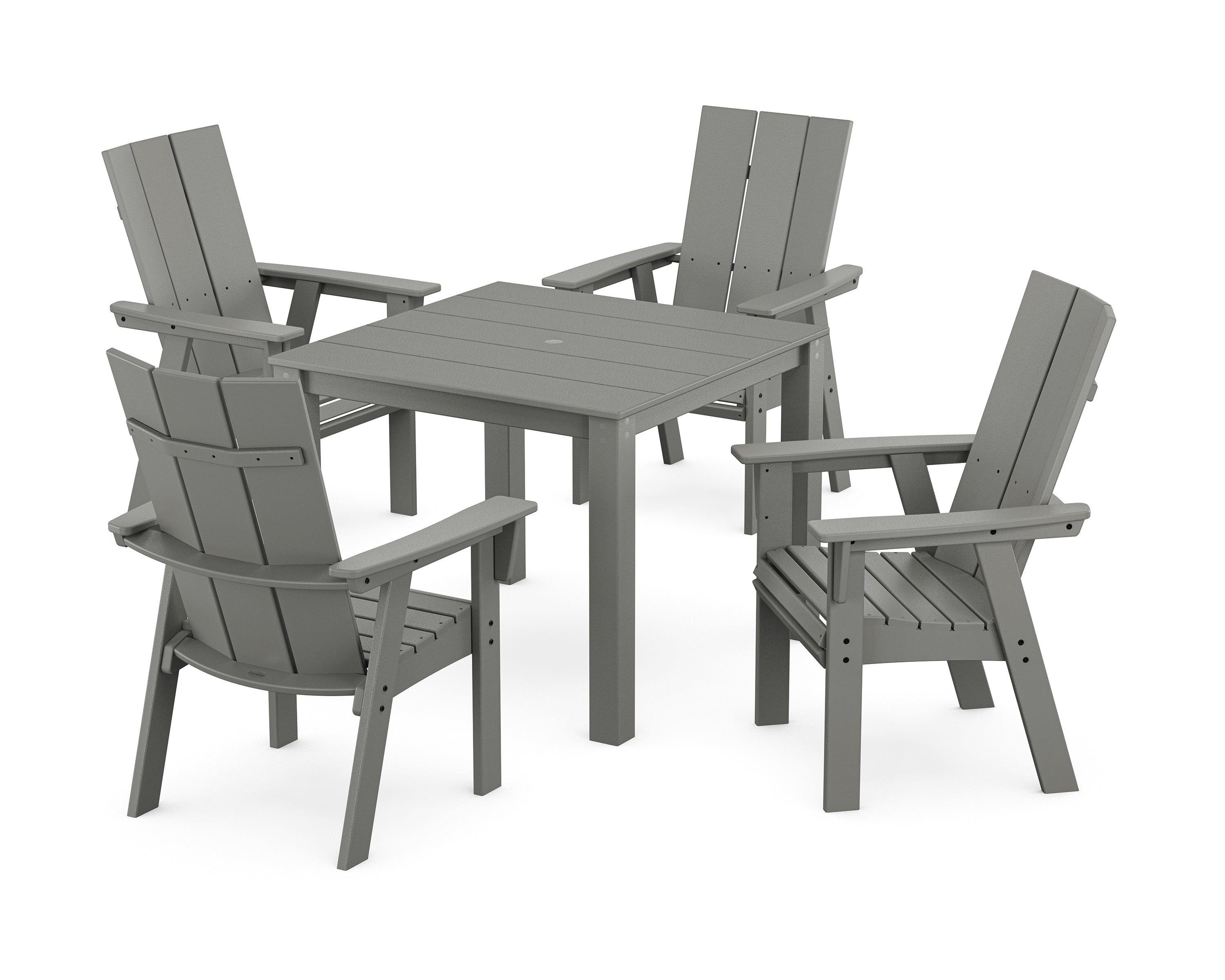 POLYWOOD® Modern Curveback Adirondack 5-Piece Parsons Dining Set in Slate Grey