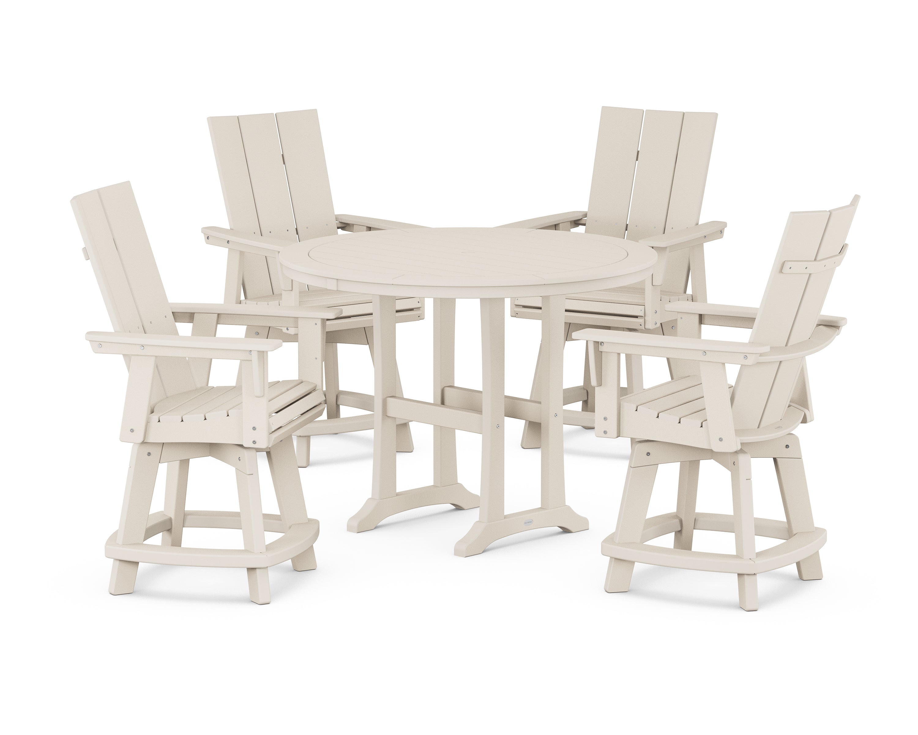 POLYWOOD® 5-Piece Modern Swivel Counter Set in Sand