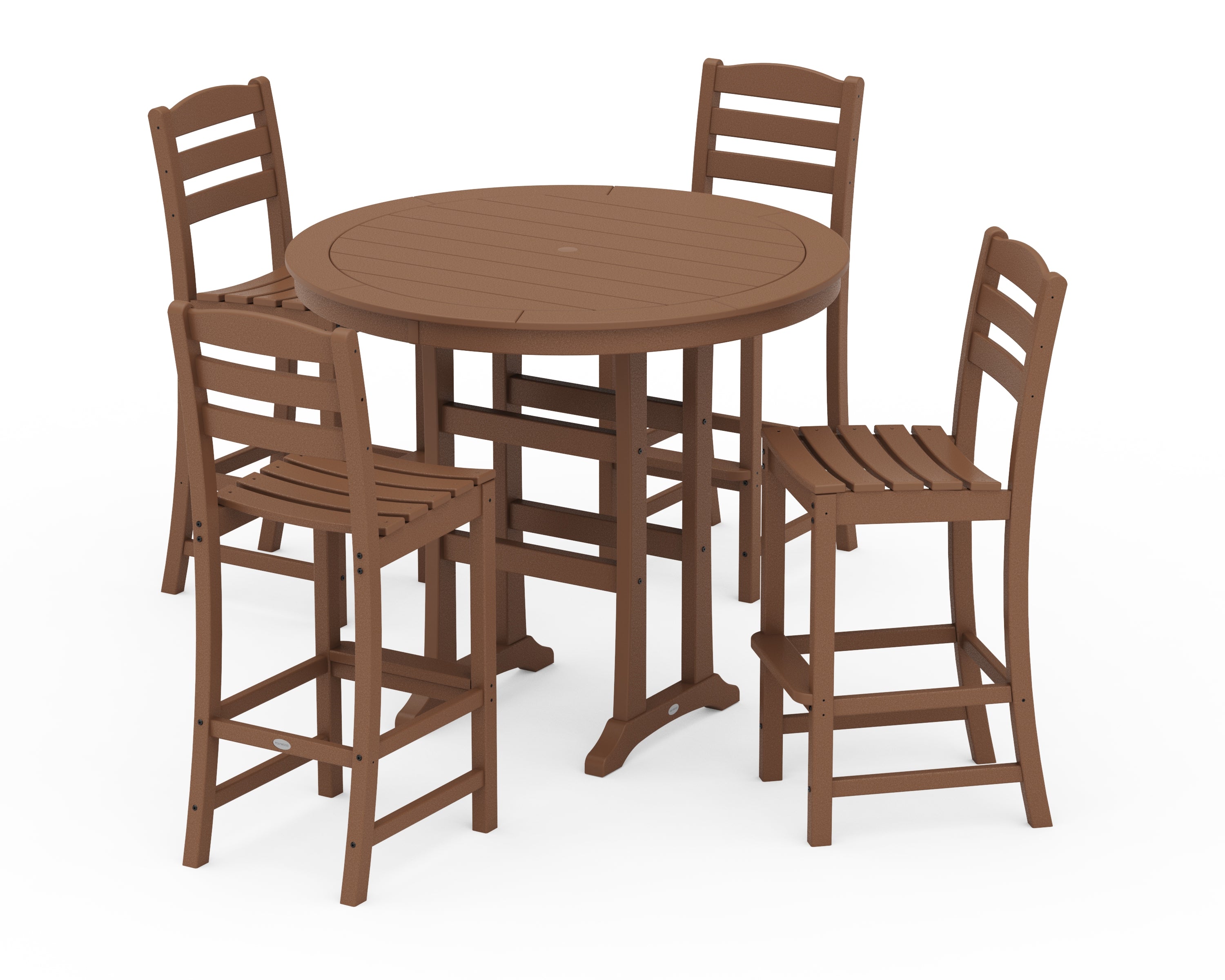 POLYWOOD La Casa Café 5-Piece Side Chair Bar Dining Set in Teak