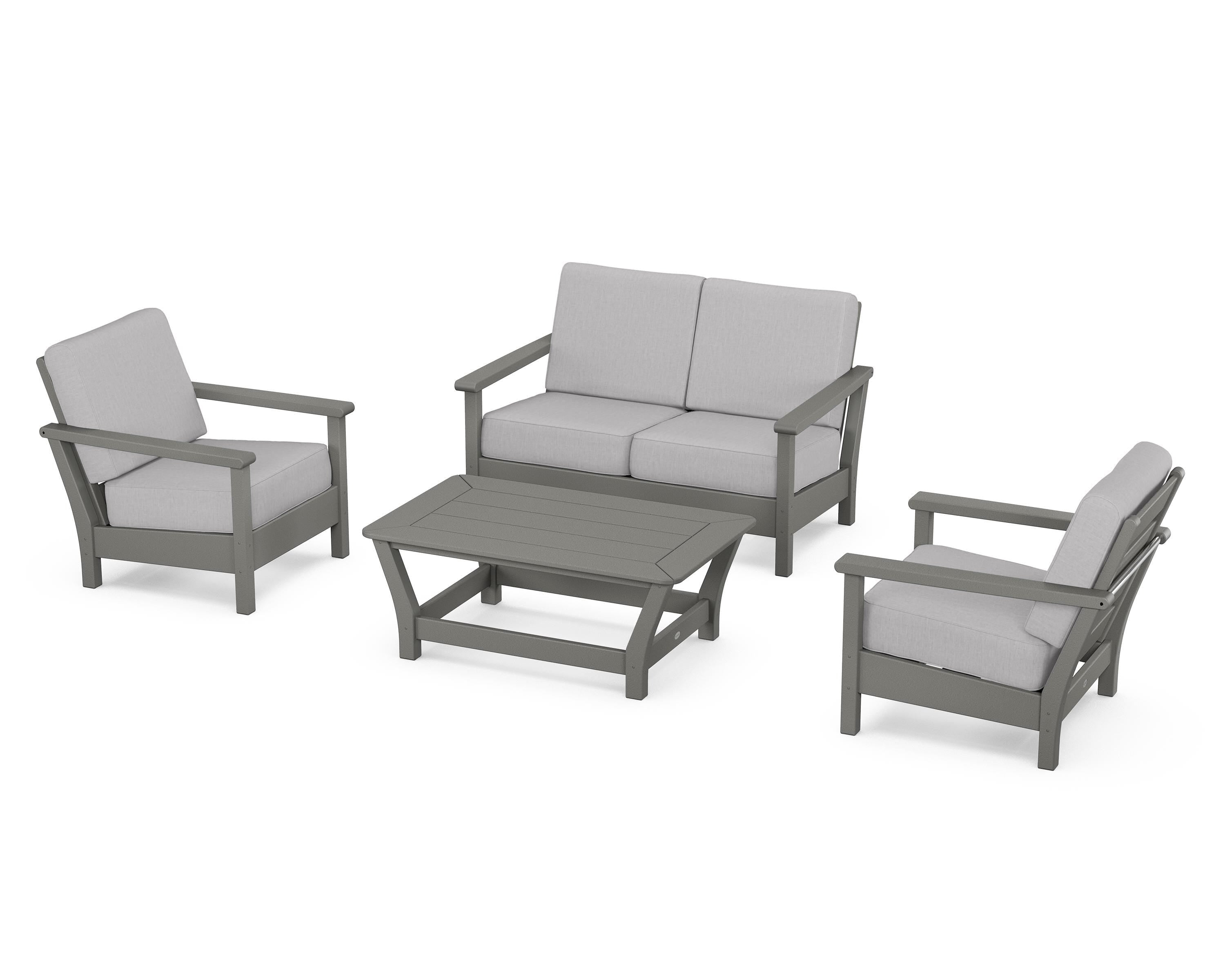 POLYWOOD Harbour 4-Piece Deep Seating Set in Slate Grey / Granite