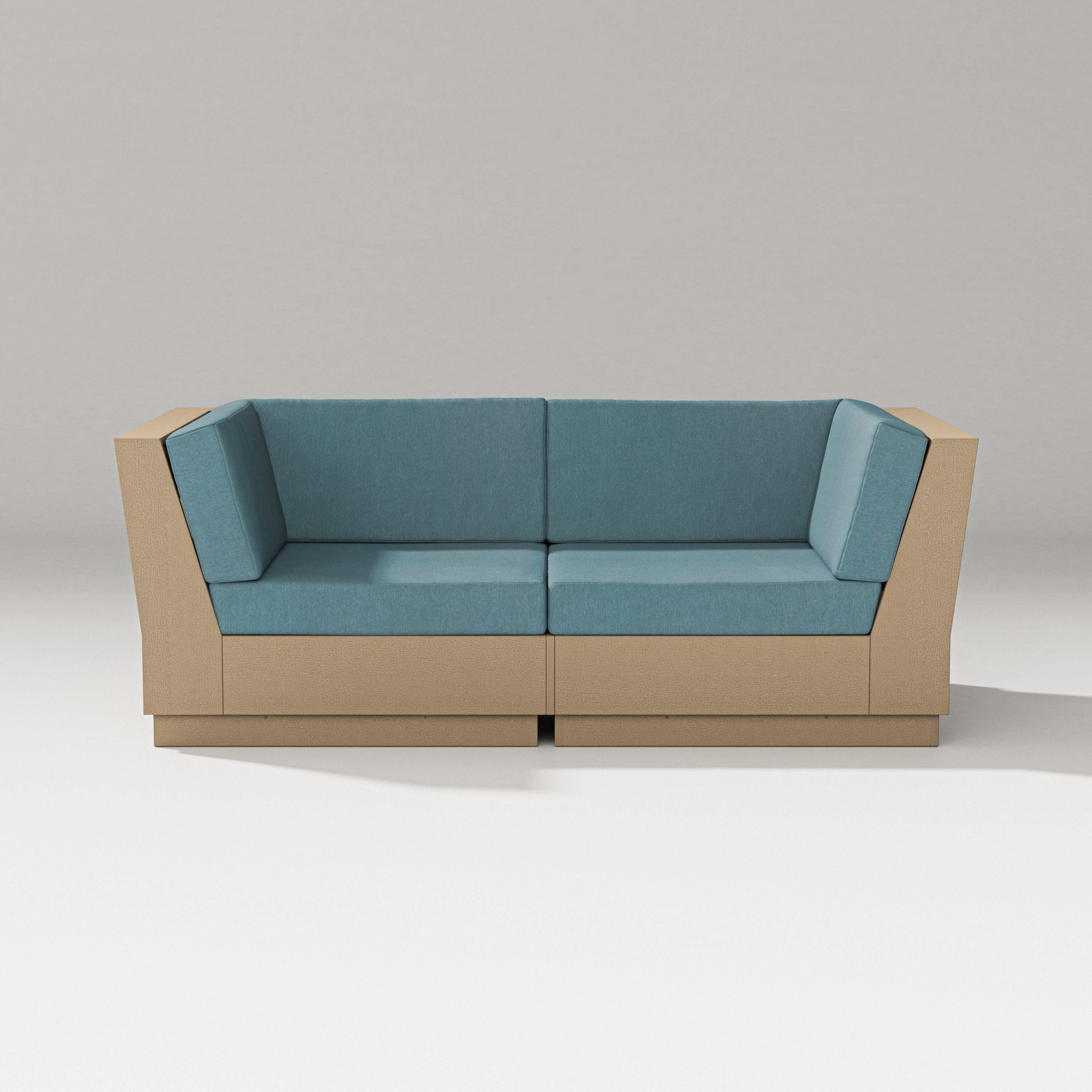 PW Designer Series Elevate Loveseat Sectional in Vintage Sahara / Ocean Teal