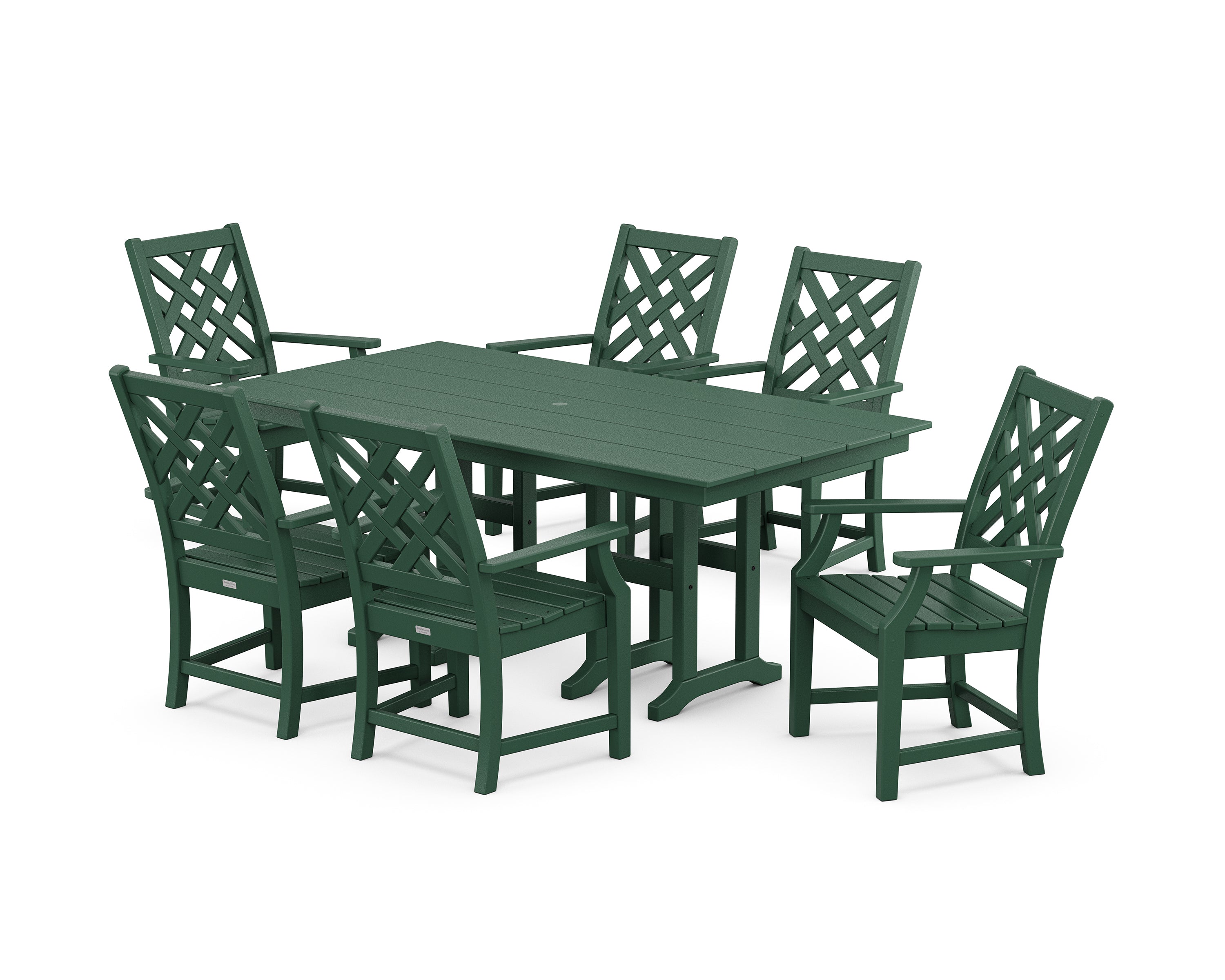 Country Living Wovendale Arm Chair 7-Piece Farmhouse Dining Set in Green