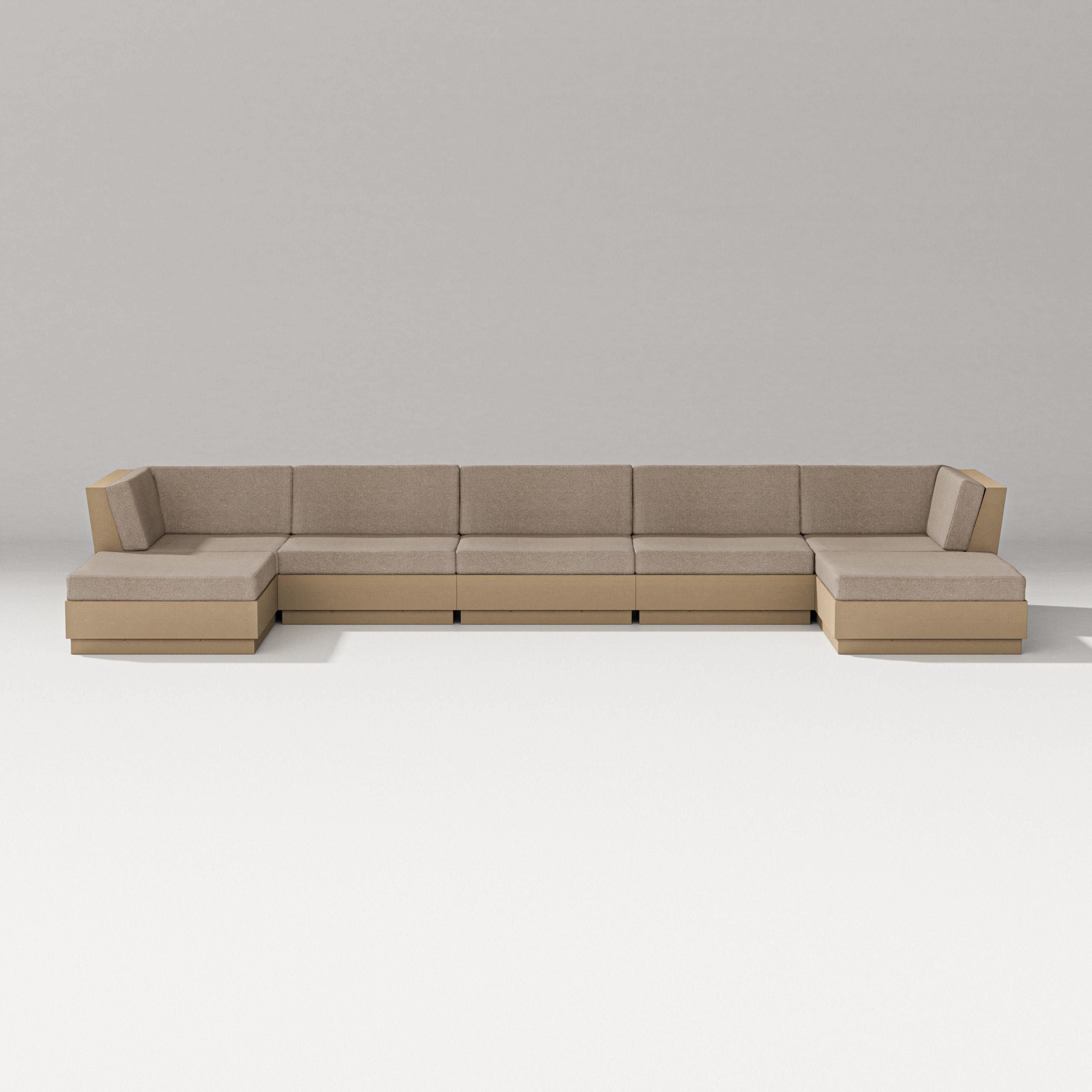PW Designer Series Elevate 7-Piece Double Chaise Sectional in Vintage Sahara / Spiced Burlap
