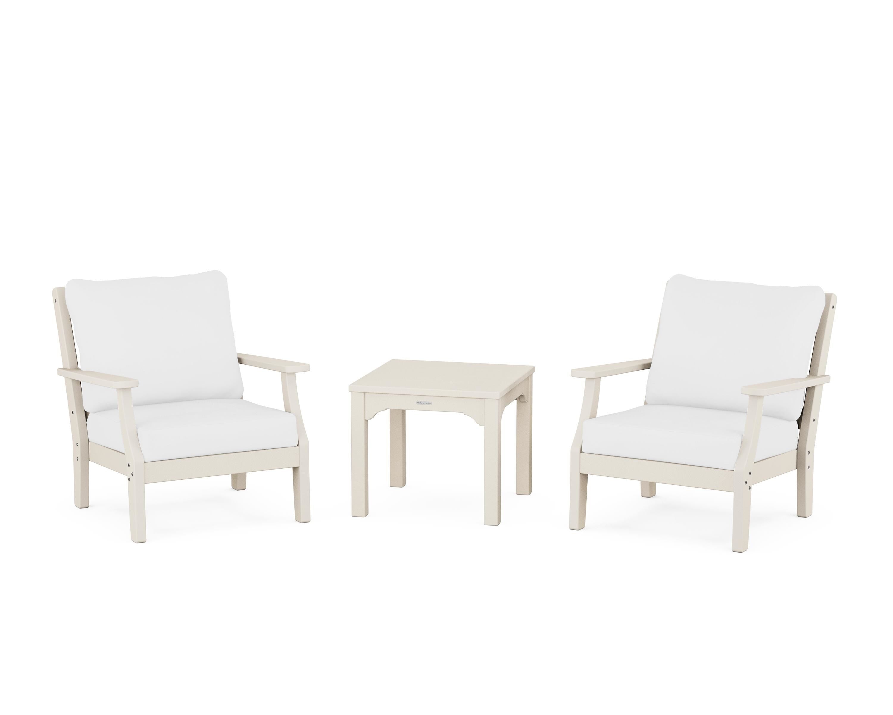 Martha Stewart by POLYWOOD Chinoiserie 3-Piece Deep Seating Set in Sand / Natural