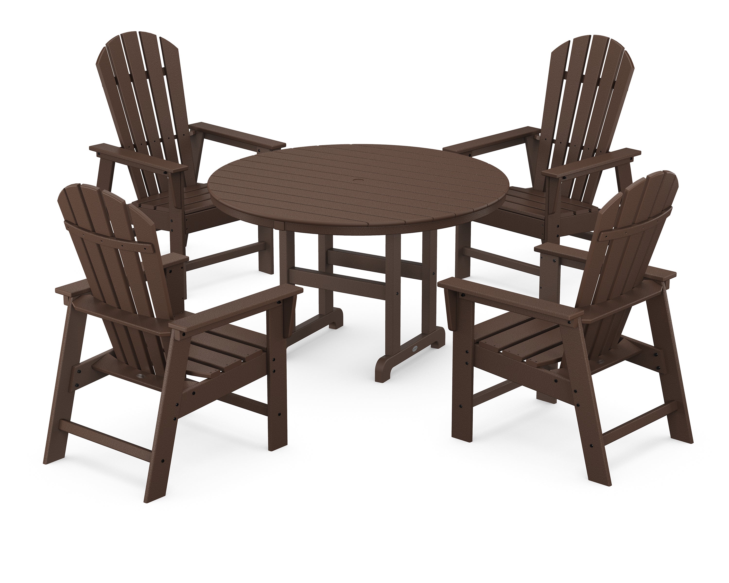 POLYWOOD® South Beach 5-Piece Round Farmhouse Dining Set in Mahogany