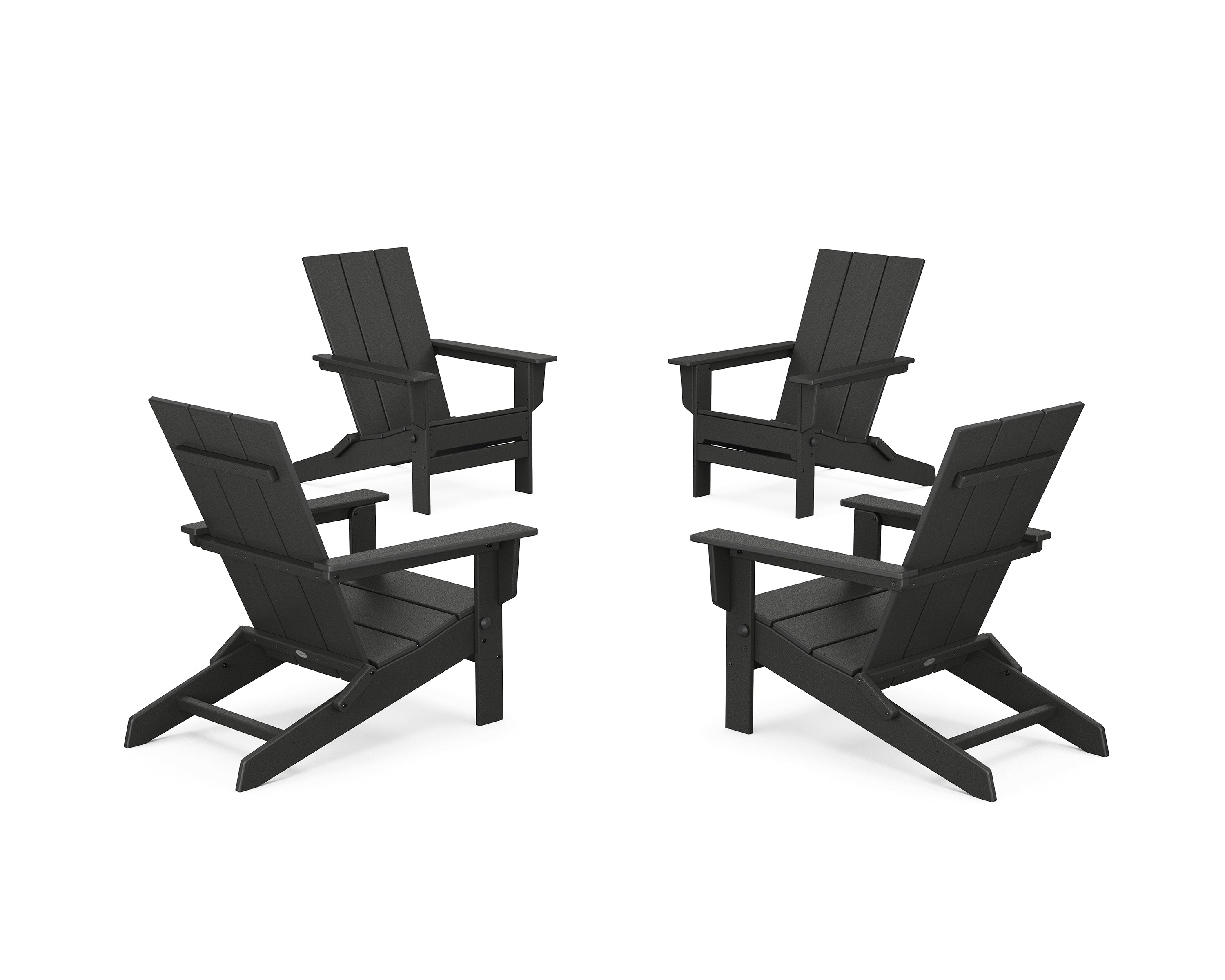 POLYWOOD® 4-Piece Modern Studio Folding Adirondack Chair Conversation Set in Black