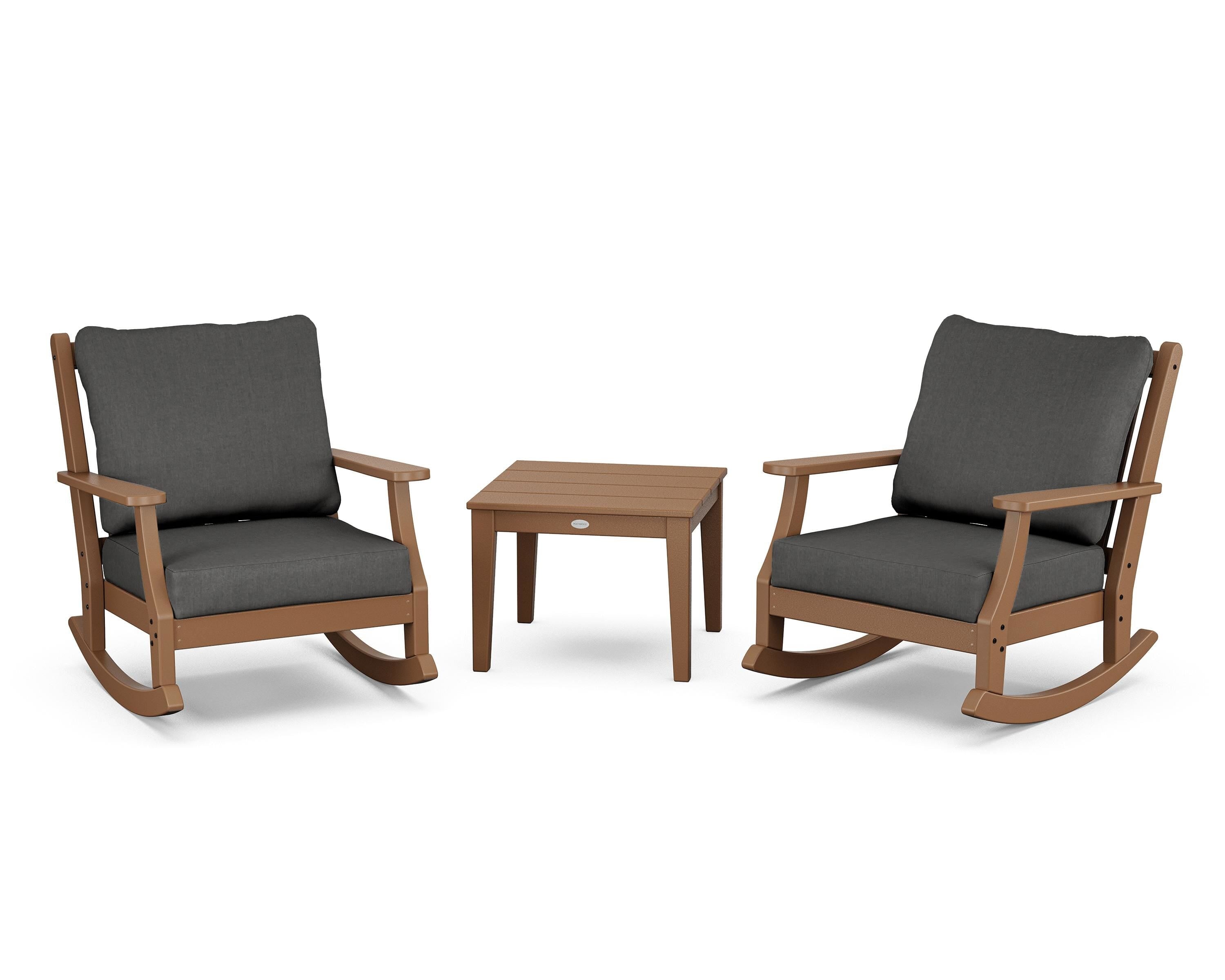 Country Living Wovendale 3-Piece Deep Seating Rocker Set in Teak / Spectrum Carbon