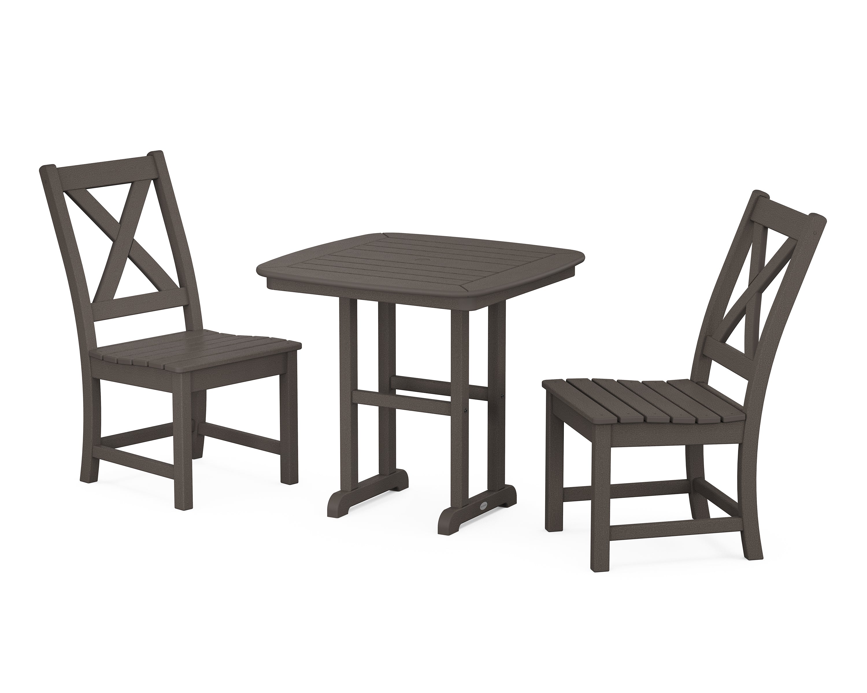 POLYWOOD® Braxton Side Chair 3-Piece Dining Set in Vintage Coffee