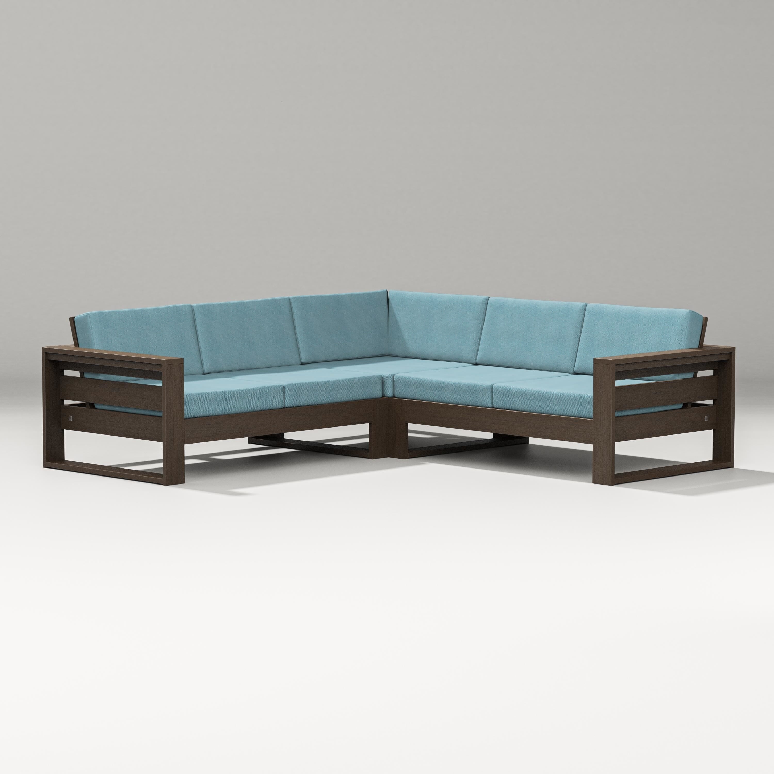 PW Designer Series Latitude Corner Sectional in Kona / Lattice Sky Blue