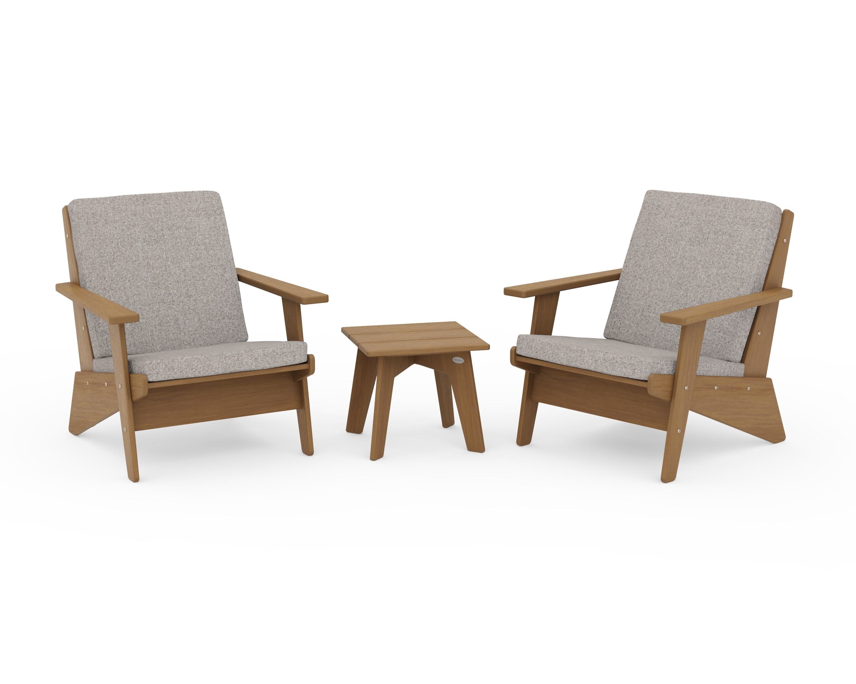 POLYWOOD Riviera Modern Lounge 3-Piece Set in Natural / Weathered Tweed