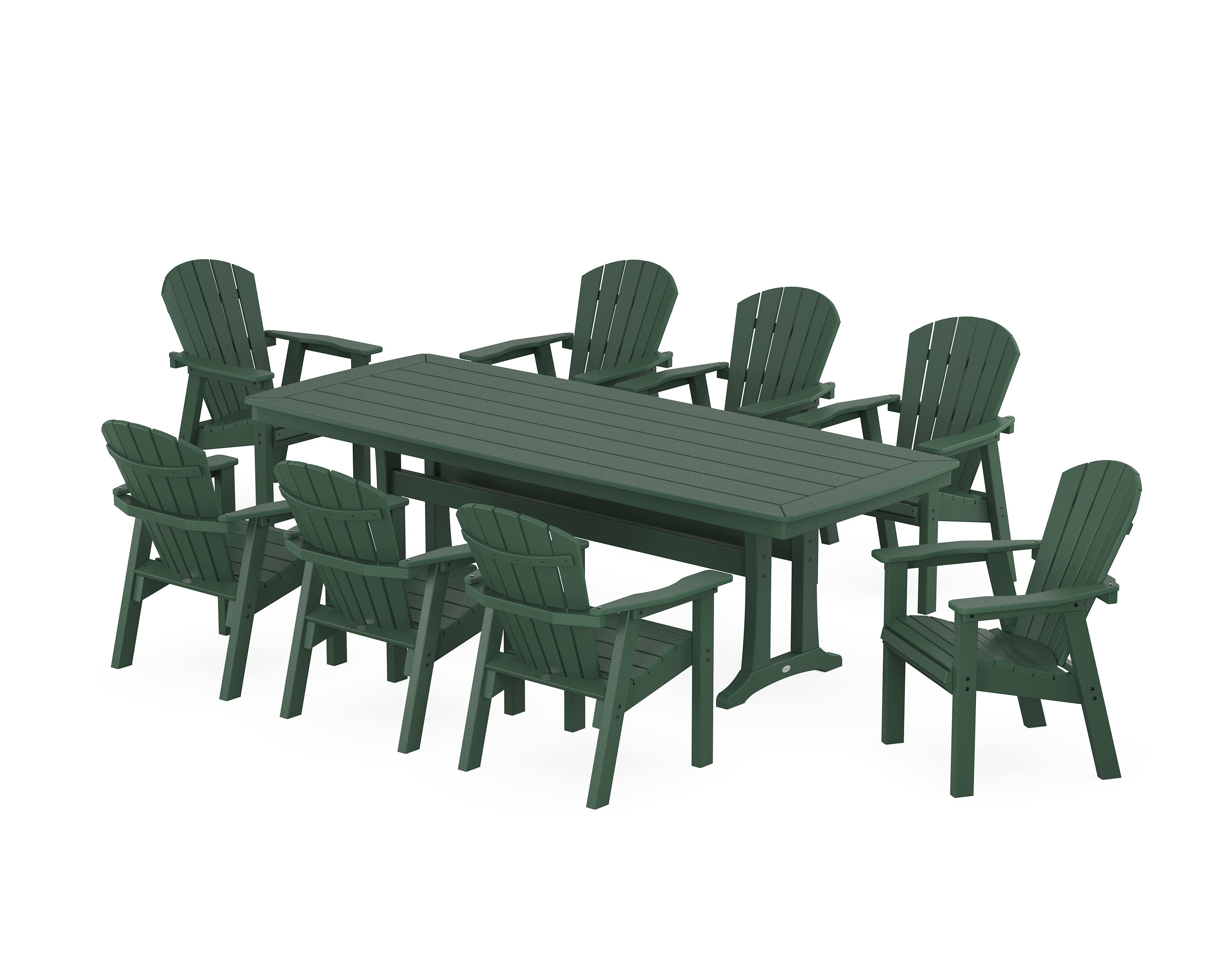 POLYWOOD® Seashell 9-Piece Dining Set with Trestle Legs in Green