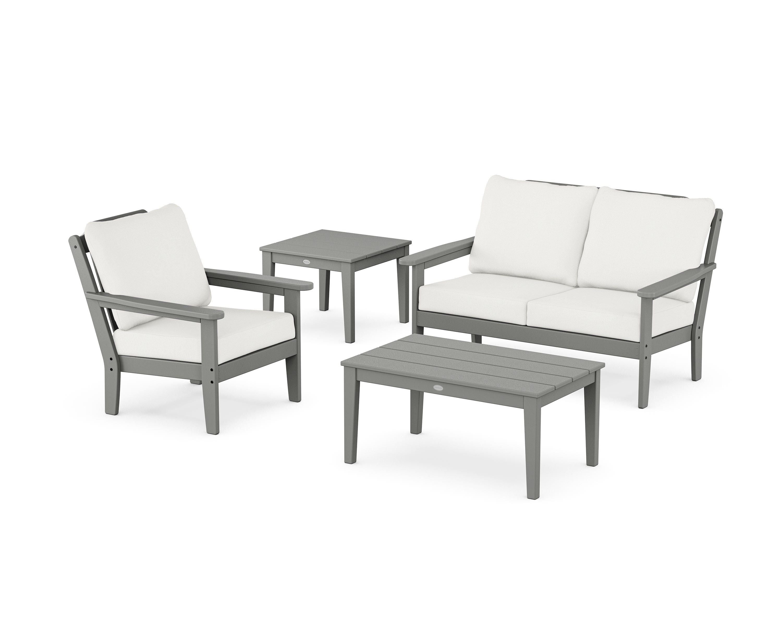 Country Living Wovendale 4-Piece Deep Seating Set in Slate Grey / Natural Linen