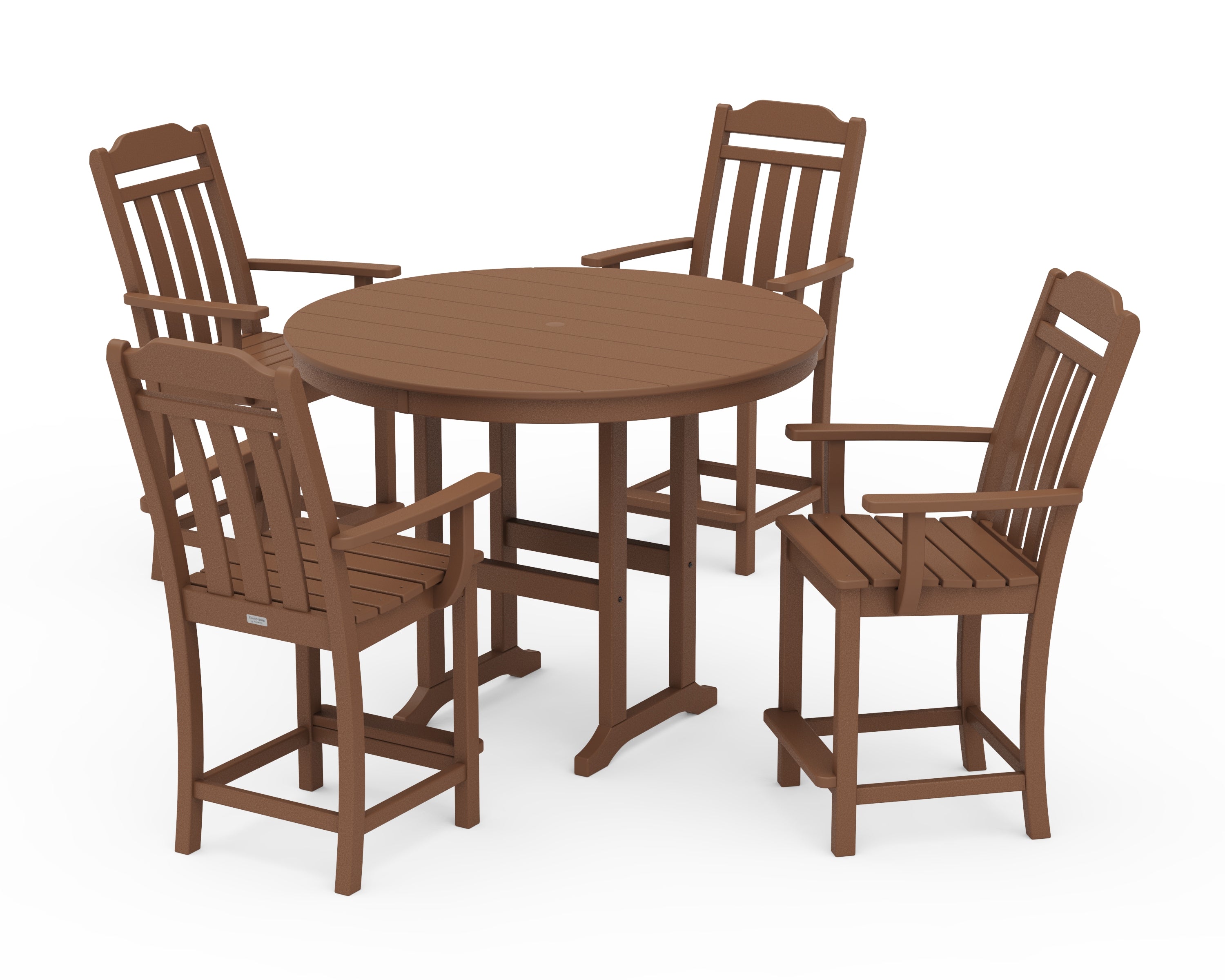 Country Living Cottage 5-Piece Round Farmhouse Counter Set in Teak