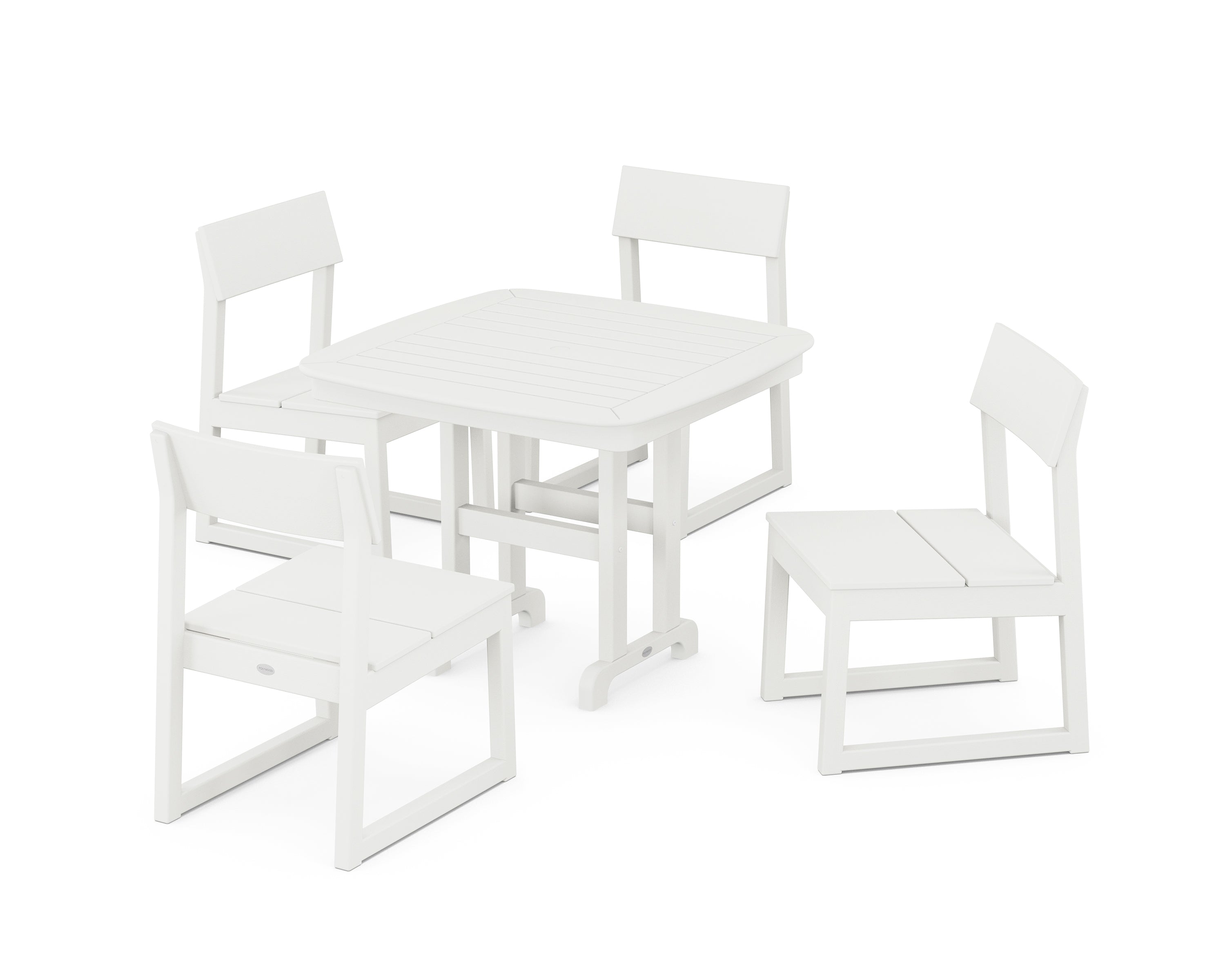 POLYWOOD® EDGE Side Chair 5-Piece Dining Set in Vintage White