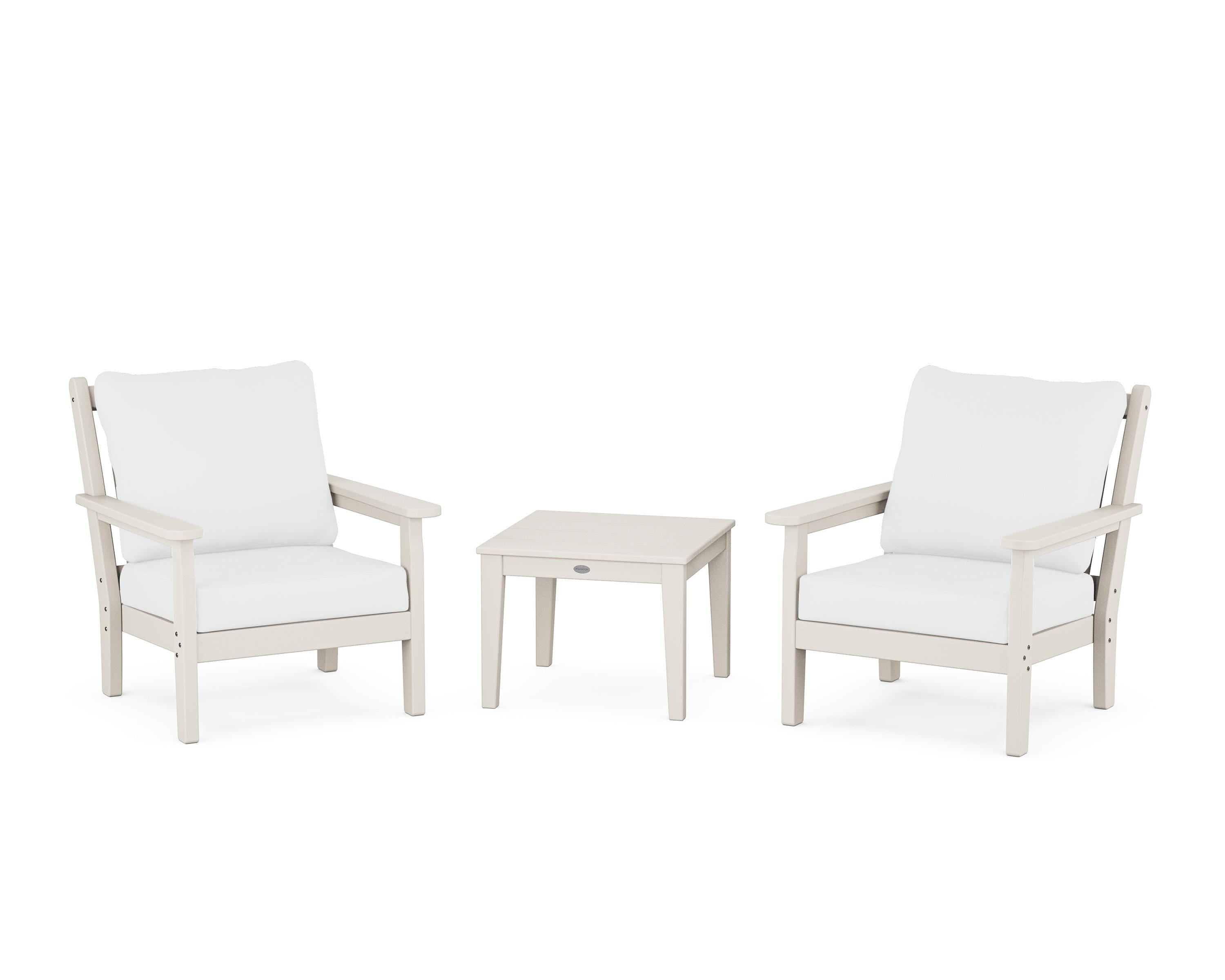 POLYWOOD Chippendale 3-Piece Deep Seating Set in Sand / Natural