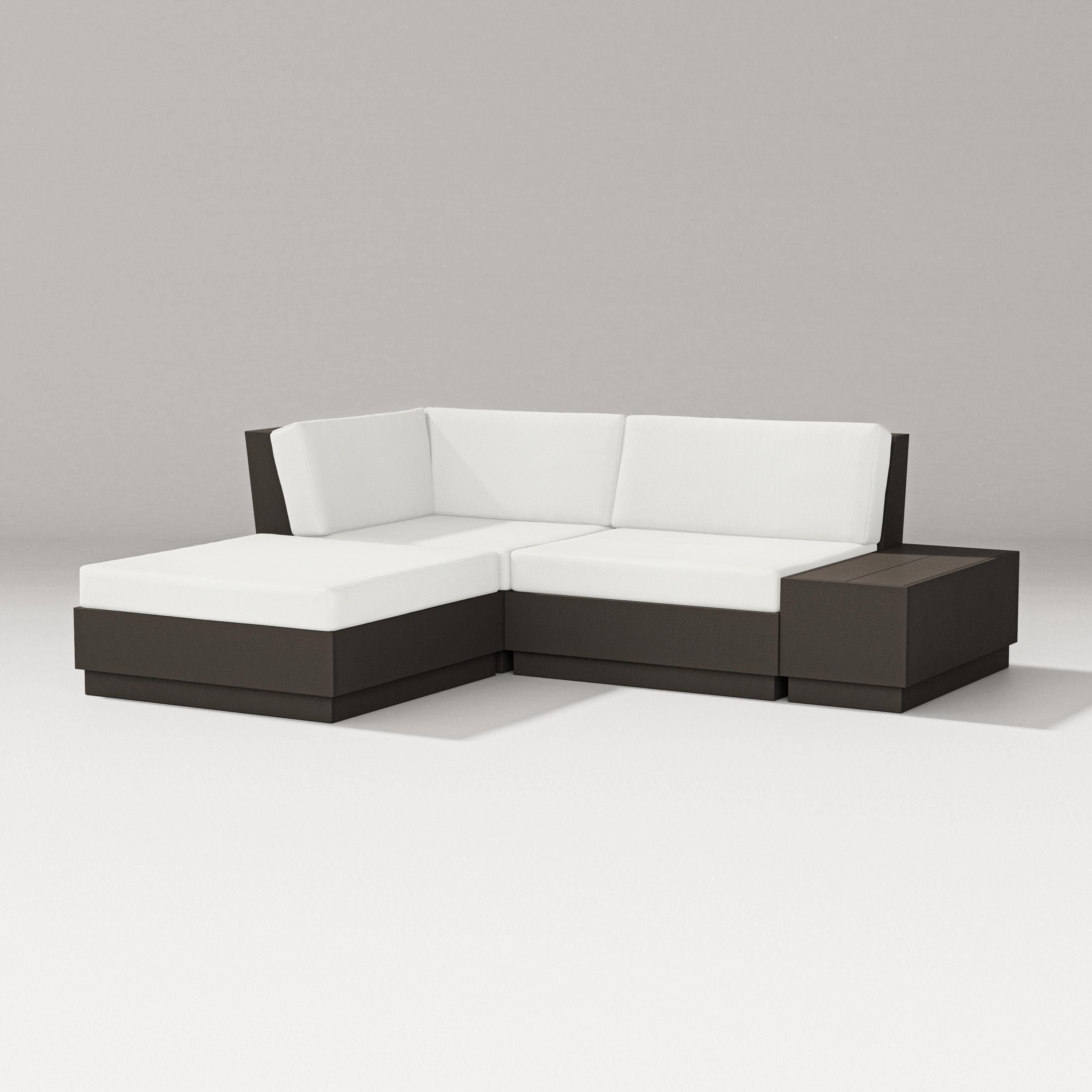 PW Designer Series Elevate Loveseat Sectional with Chaise in Vintage Coffee / Natural Linen