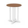 POLYWOOD Contempo 24" Round Dining Table in White / Teak