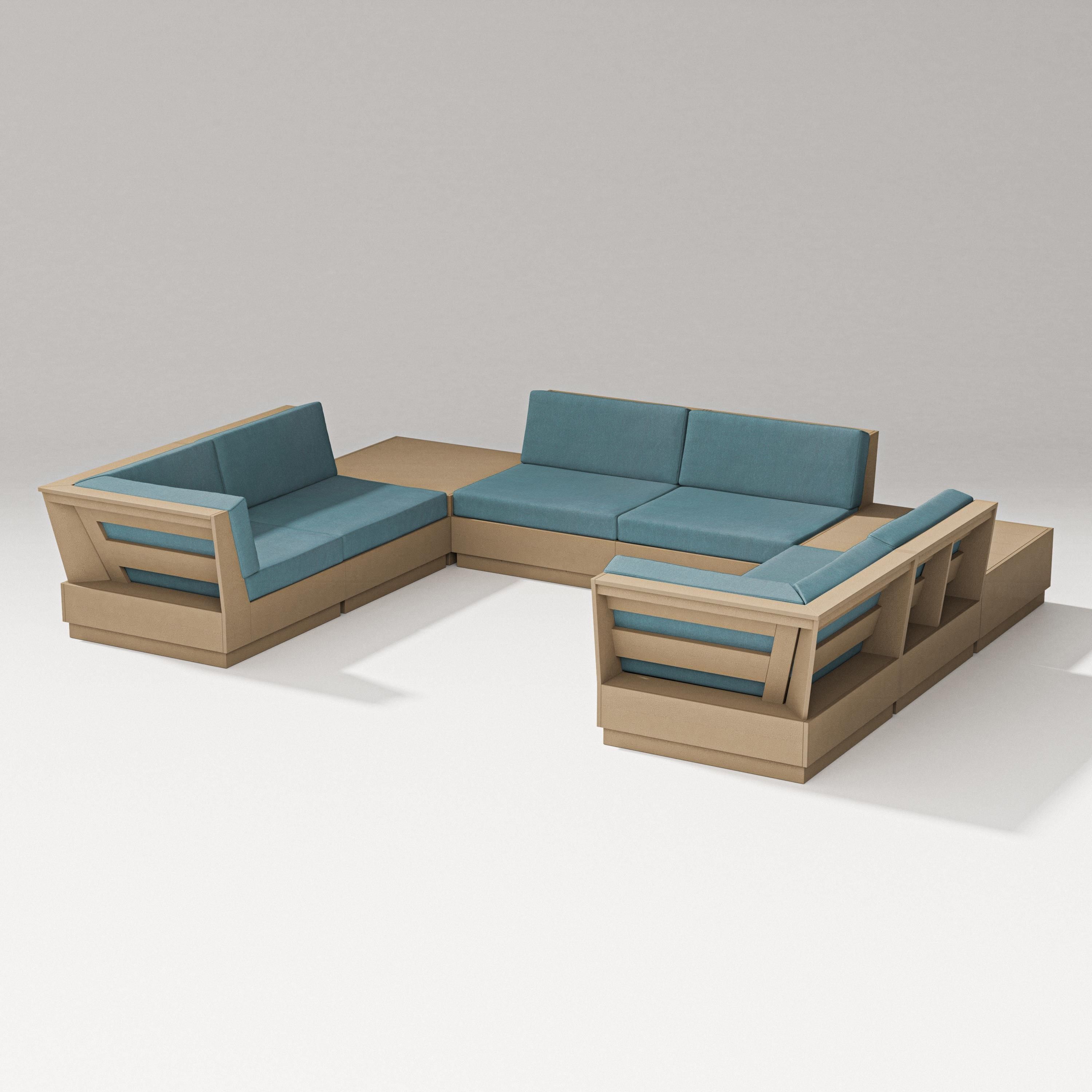 PW Designer Series Elevate 8-Piece U-Shaped Sectional in Vintage Sahara / Ocean Teal