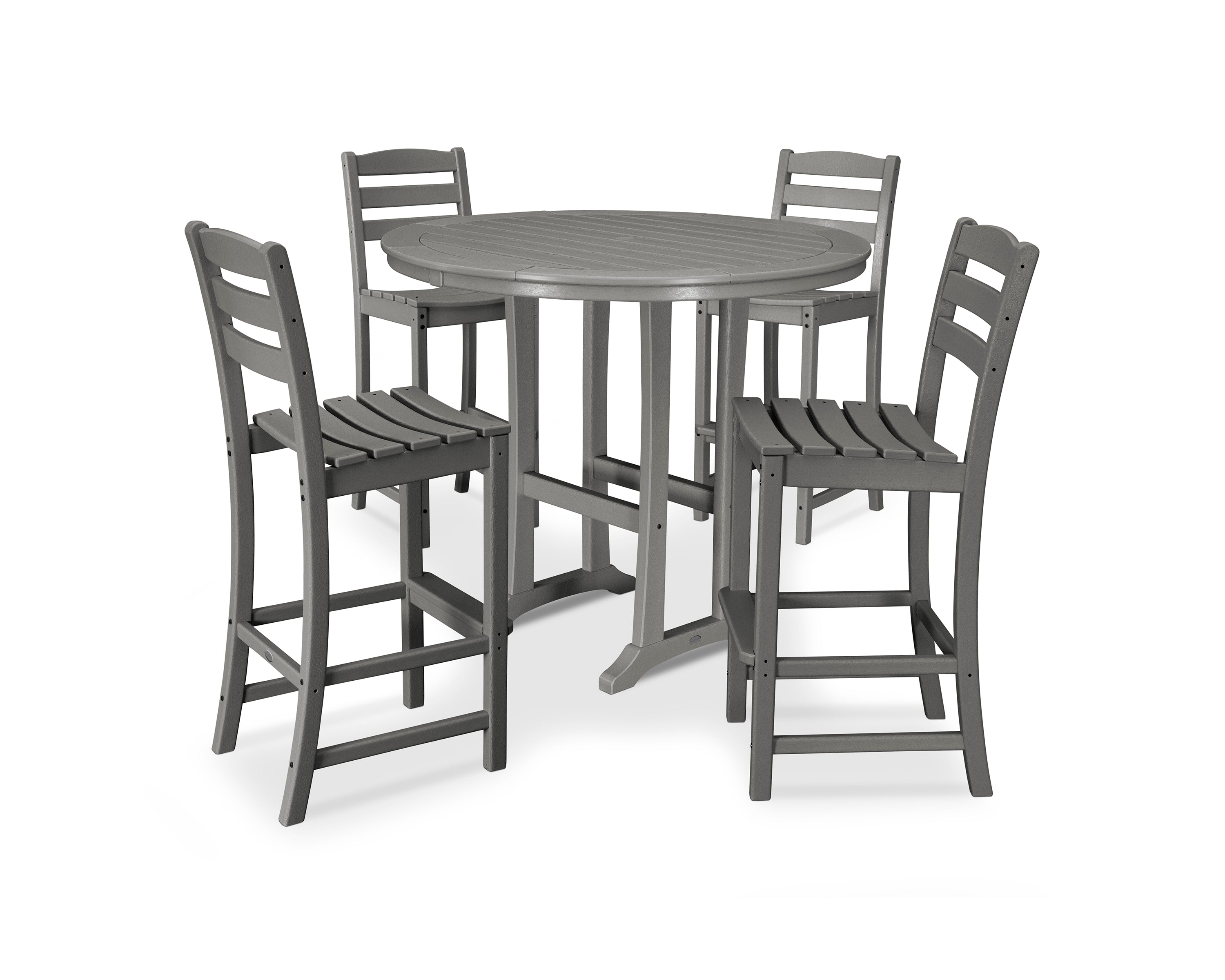 POLYWOOD® La Casa Café 5-Piece Side Chair Bar Dining Set in Slate Grey