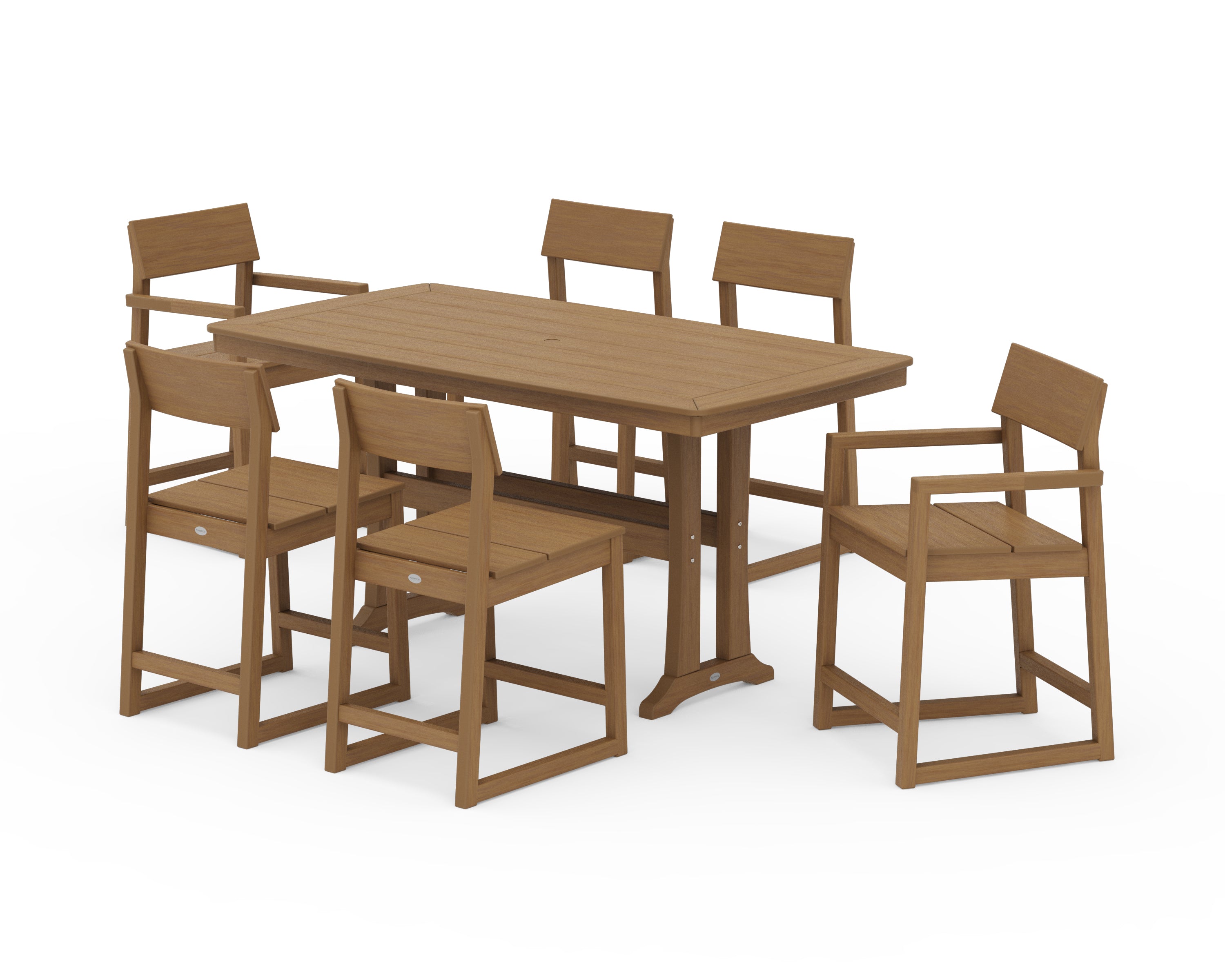 POLYWOOD EDGE 7-Piece Counter Set with Trestle Legs in Natural