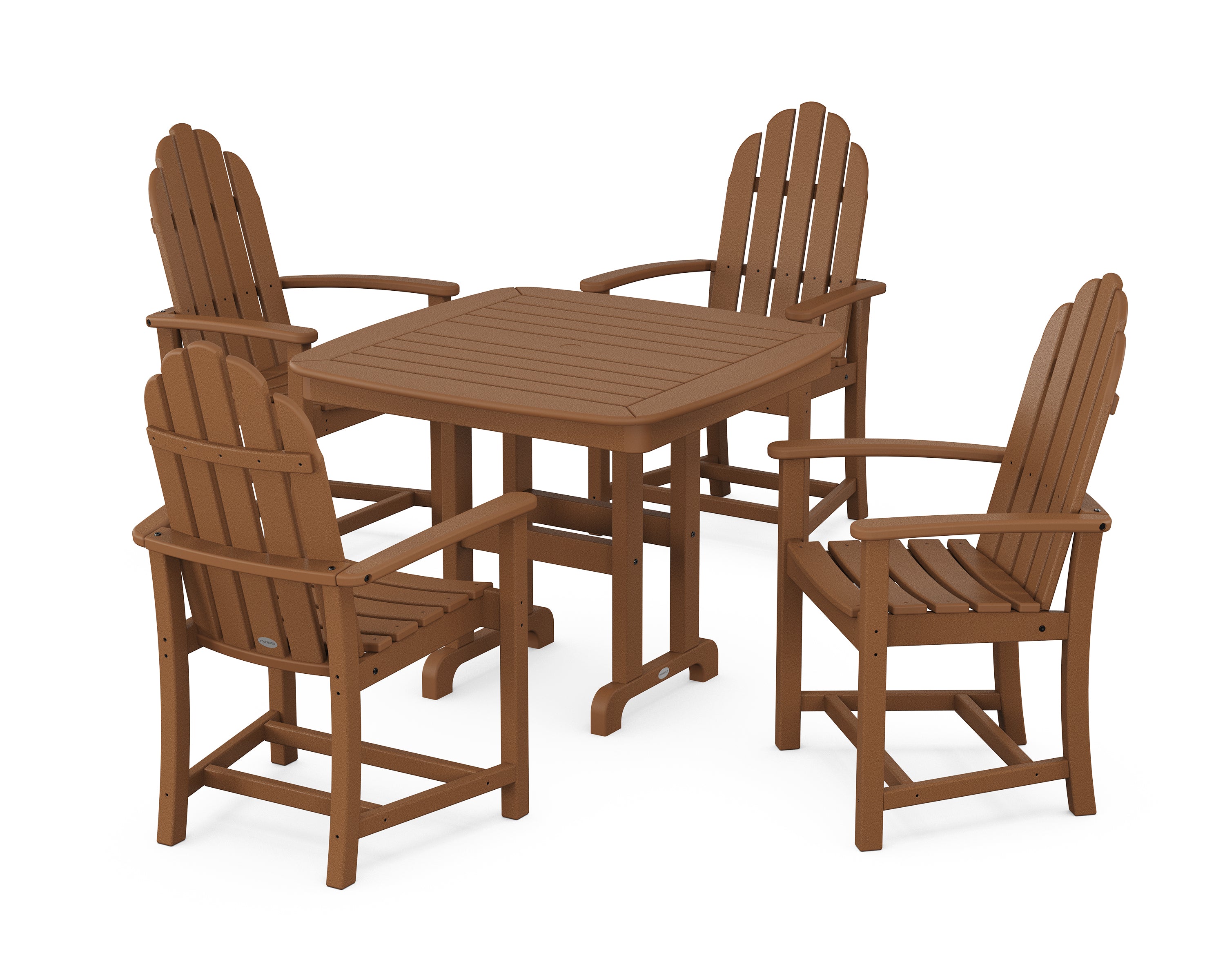 POLYWOOD® Classic Adirondack 5-Piece Dining Set in Teak