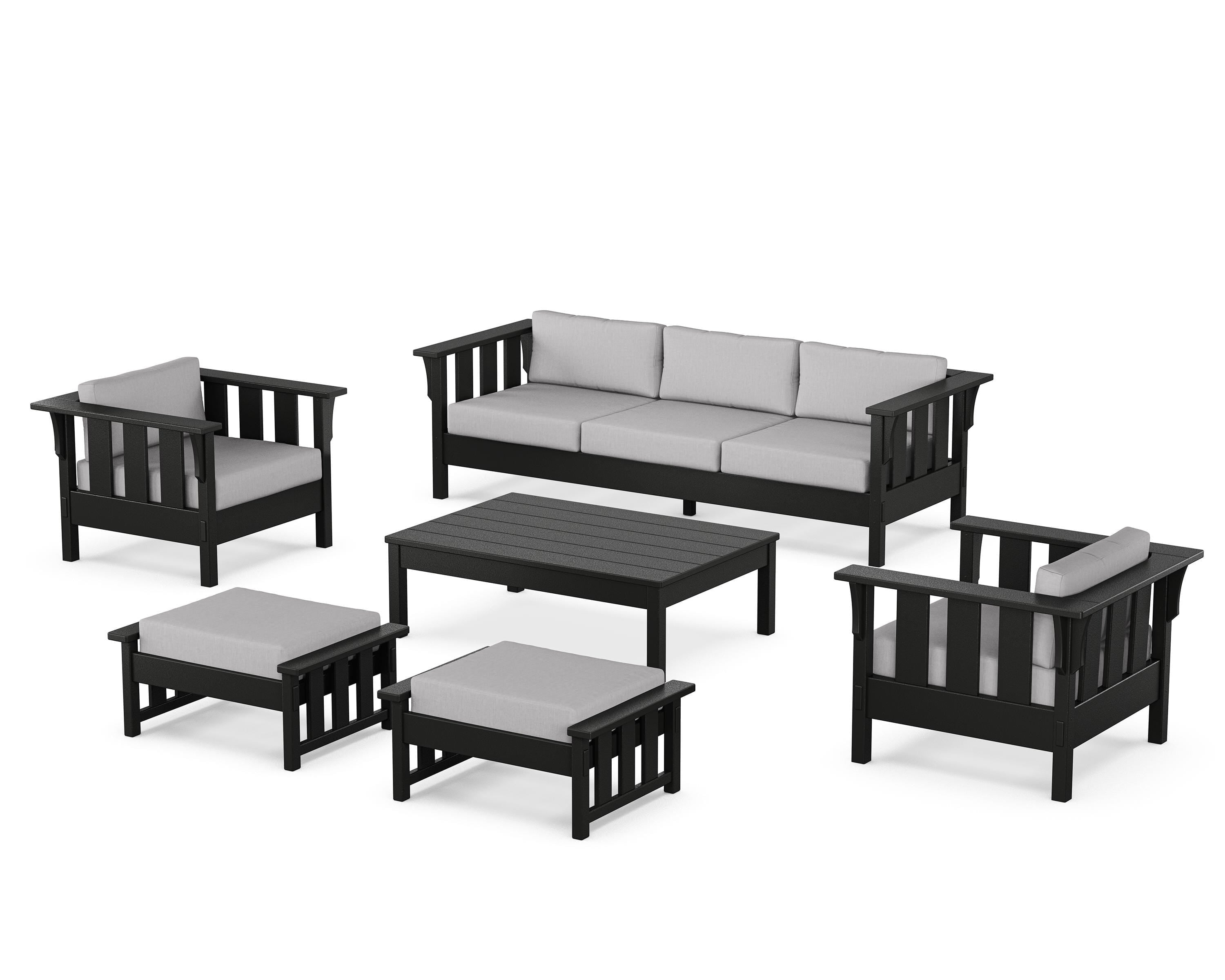 Martha Stewart by POLYWOOD Acadia 6-Piece Lounge Sofa Set in Black / Granite