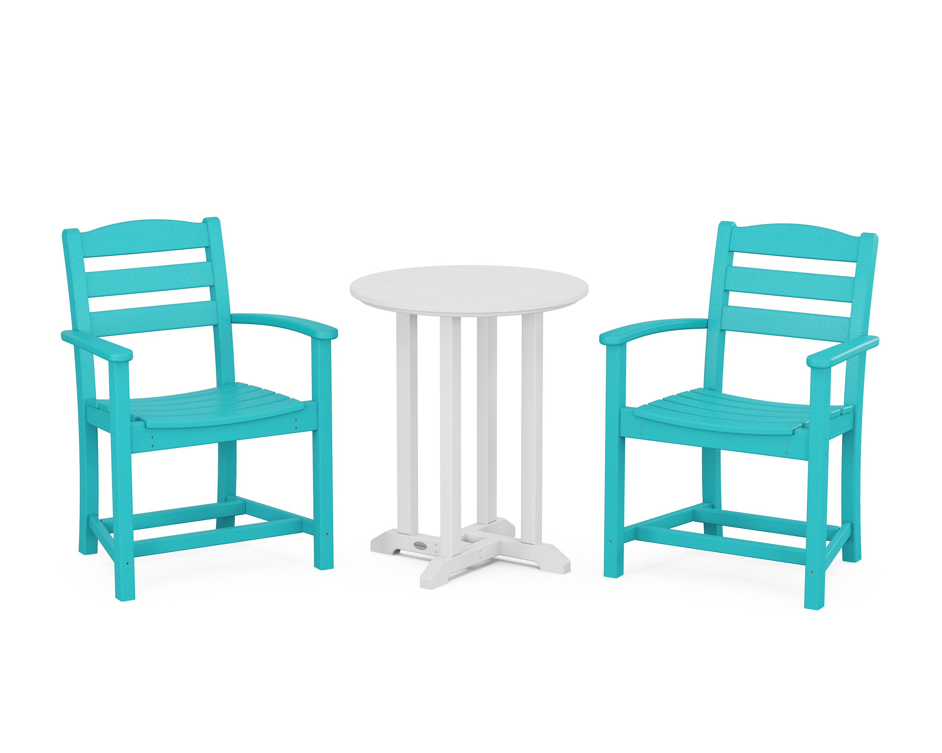 POLYWOOD La Casa Café 3-Piece Round Bistro Dining Set in Aruba / White