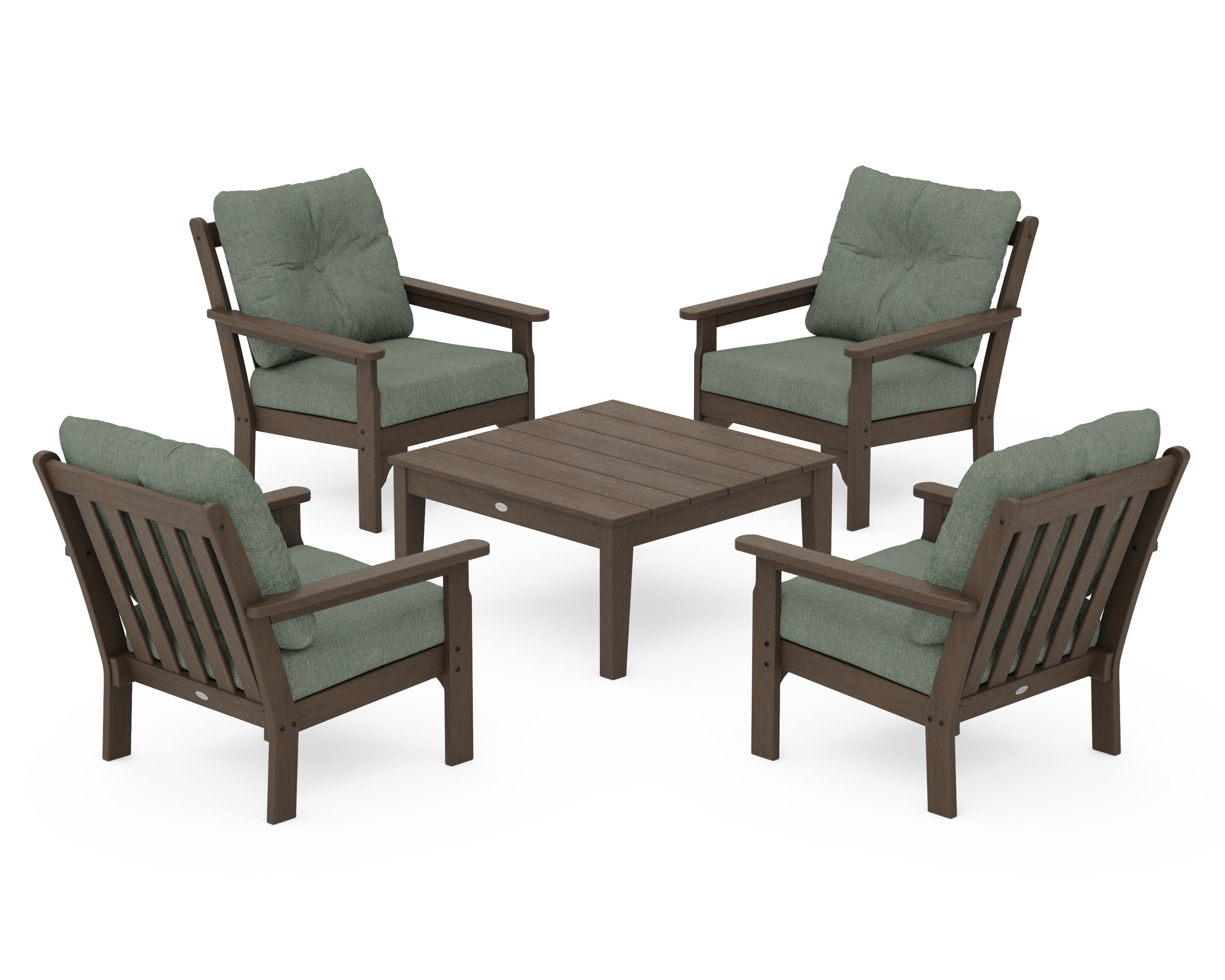 POLYWOOD Vineyard 5-Piece Deep Seating Conversation Set in Kona / Cast Sage