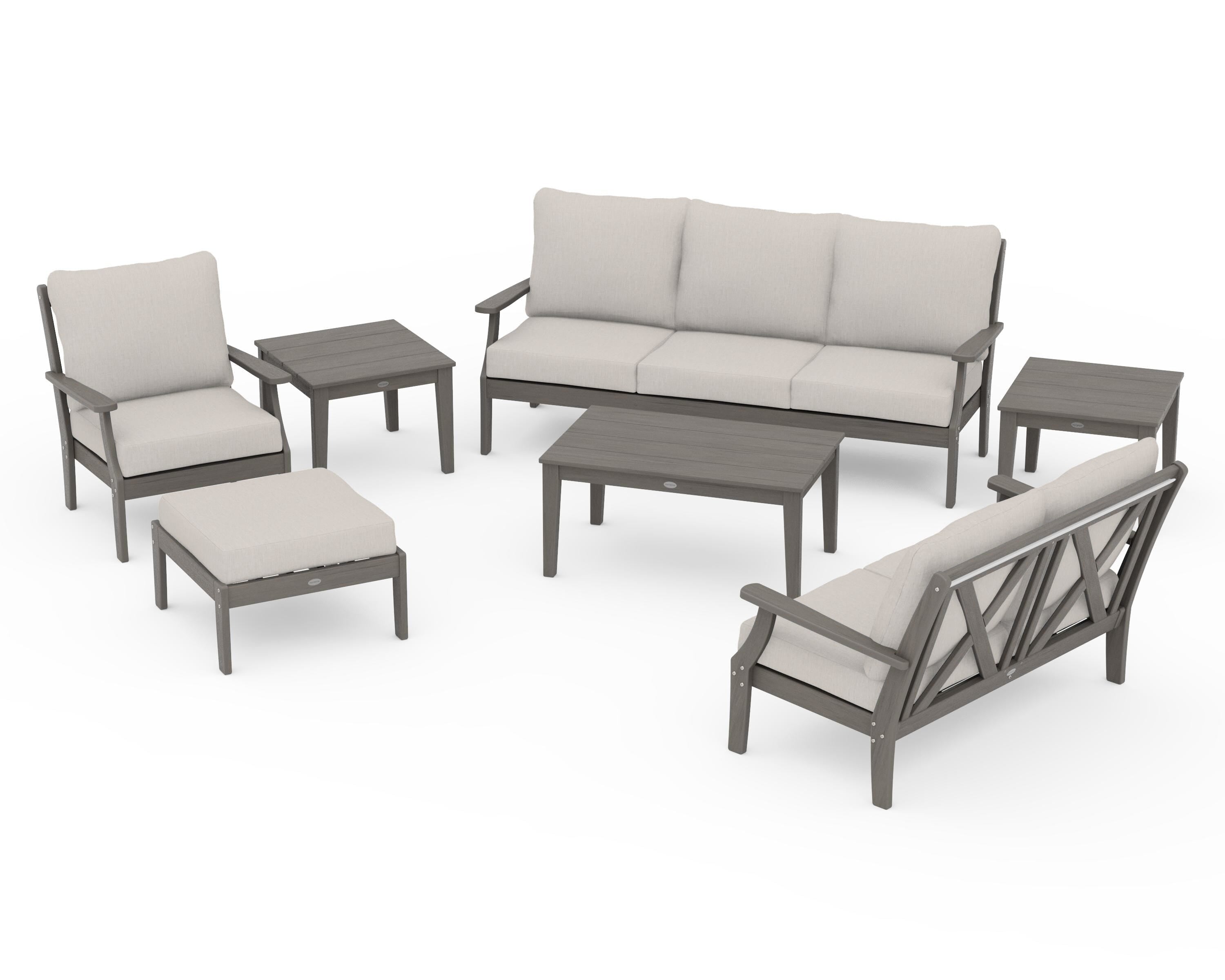 POLYWOOD Braxton 7-Piece Deep Seating Set in Driftwood / Cast Ash