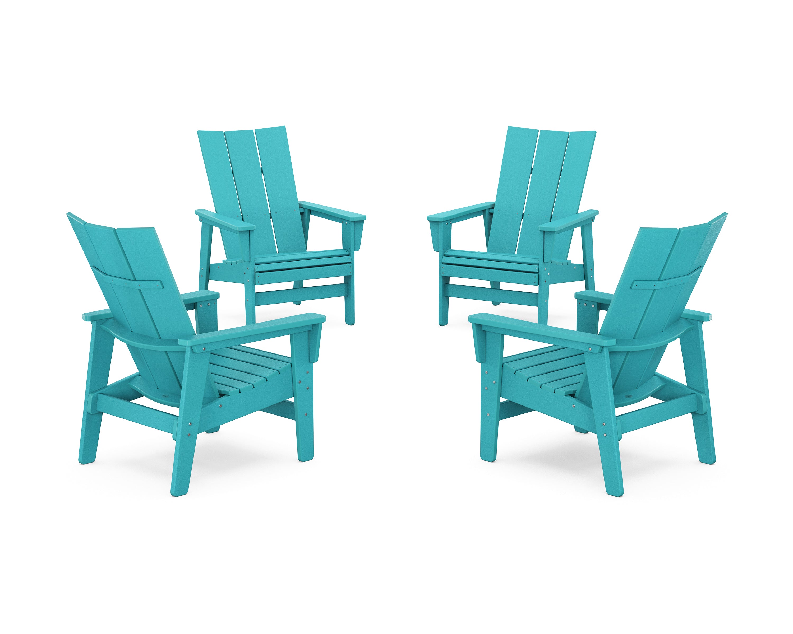 POLYWOOD® 4-Piece Modern Grand Upright Adirondack Chair Conversation Set in Aruba