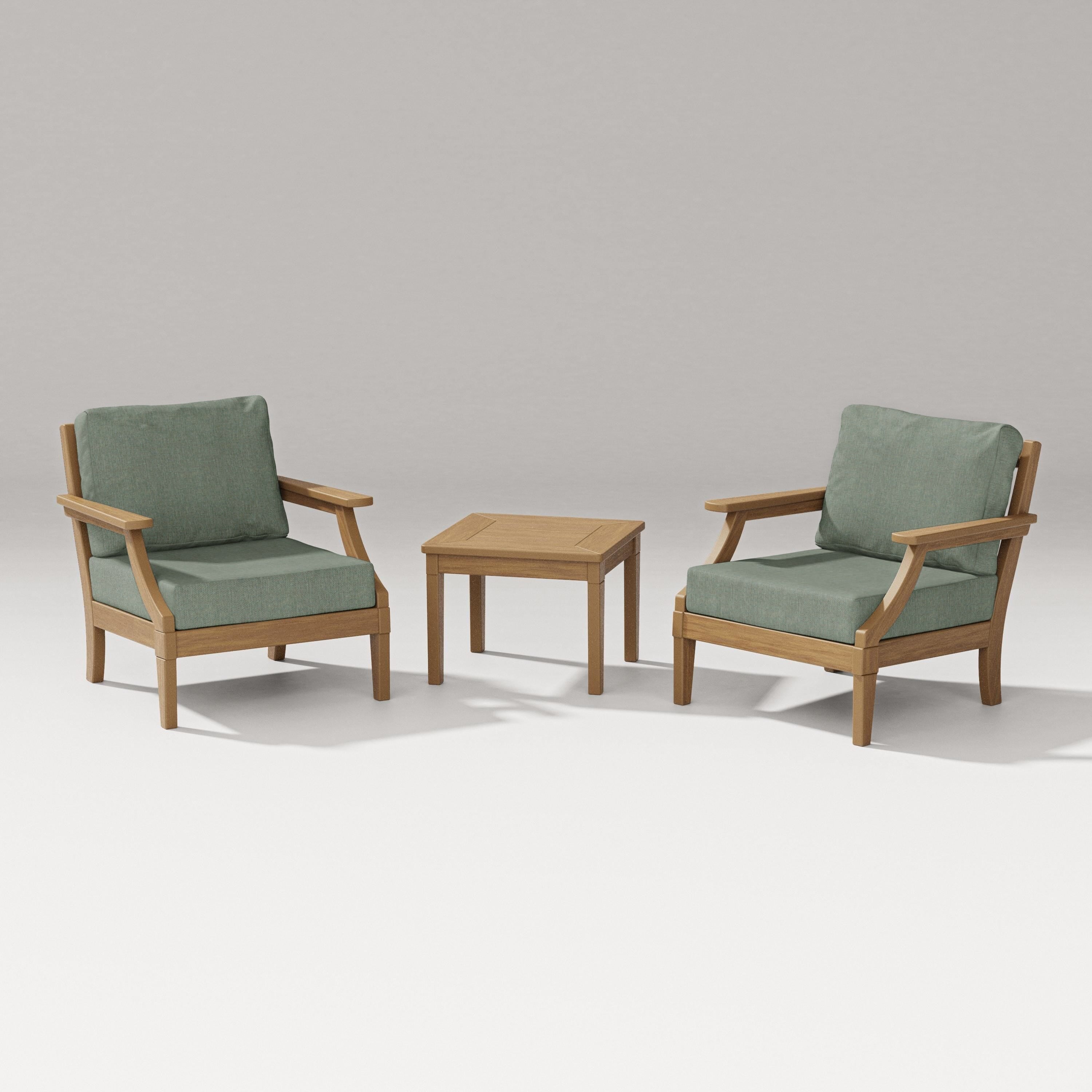 PW Designer Series Estate 3-Piece Lounge Chair Set in Natural / Cast Sage