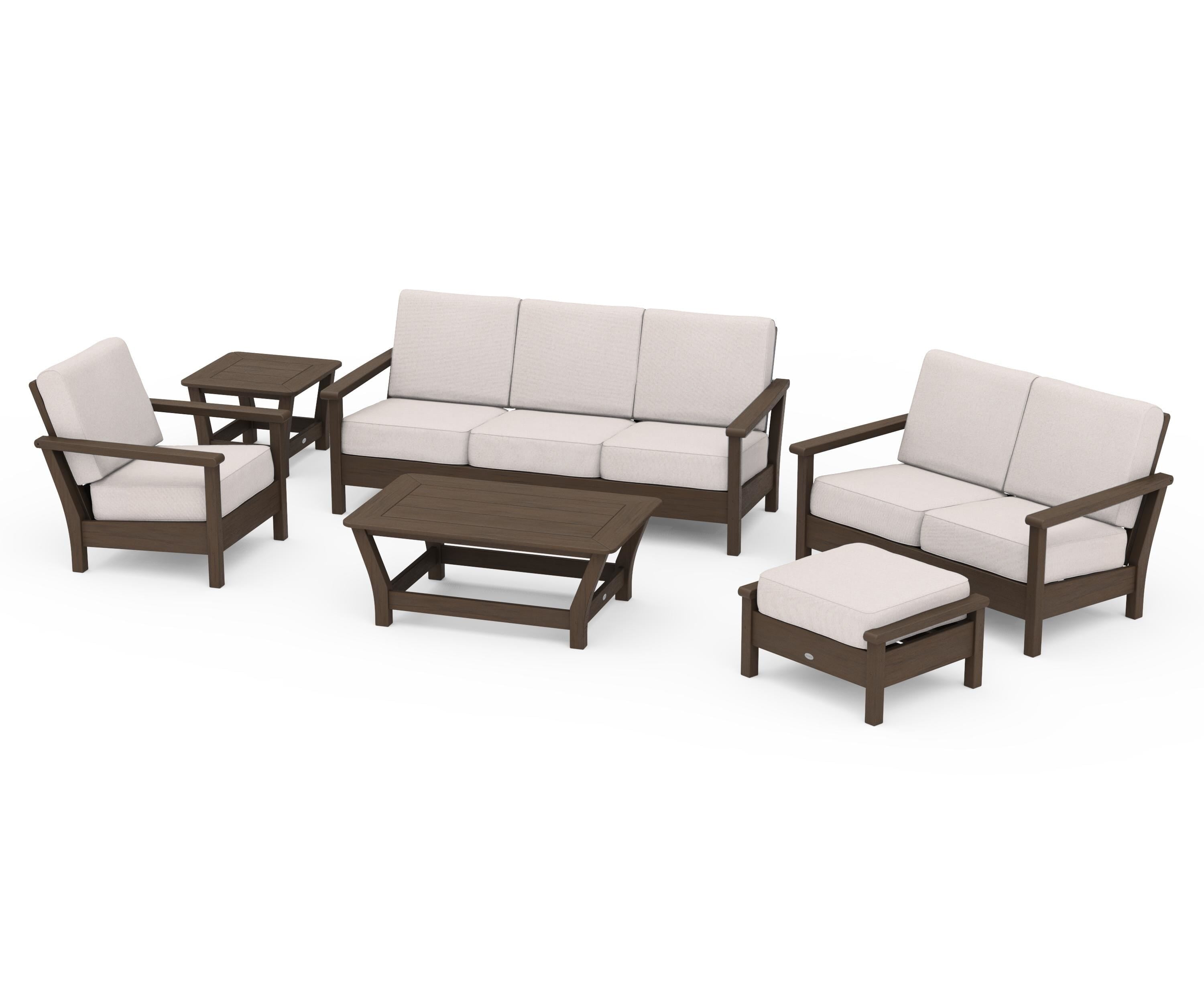 POLYWOOD Harbour 6-Piece Outdoor Living Set in Kona / Dune Burlap