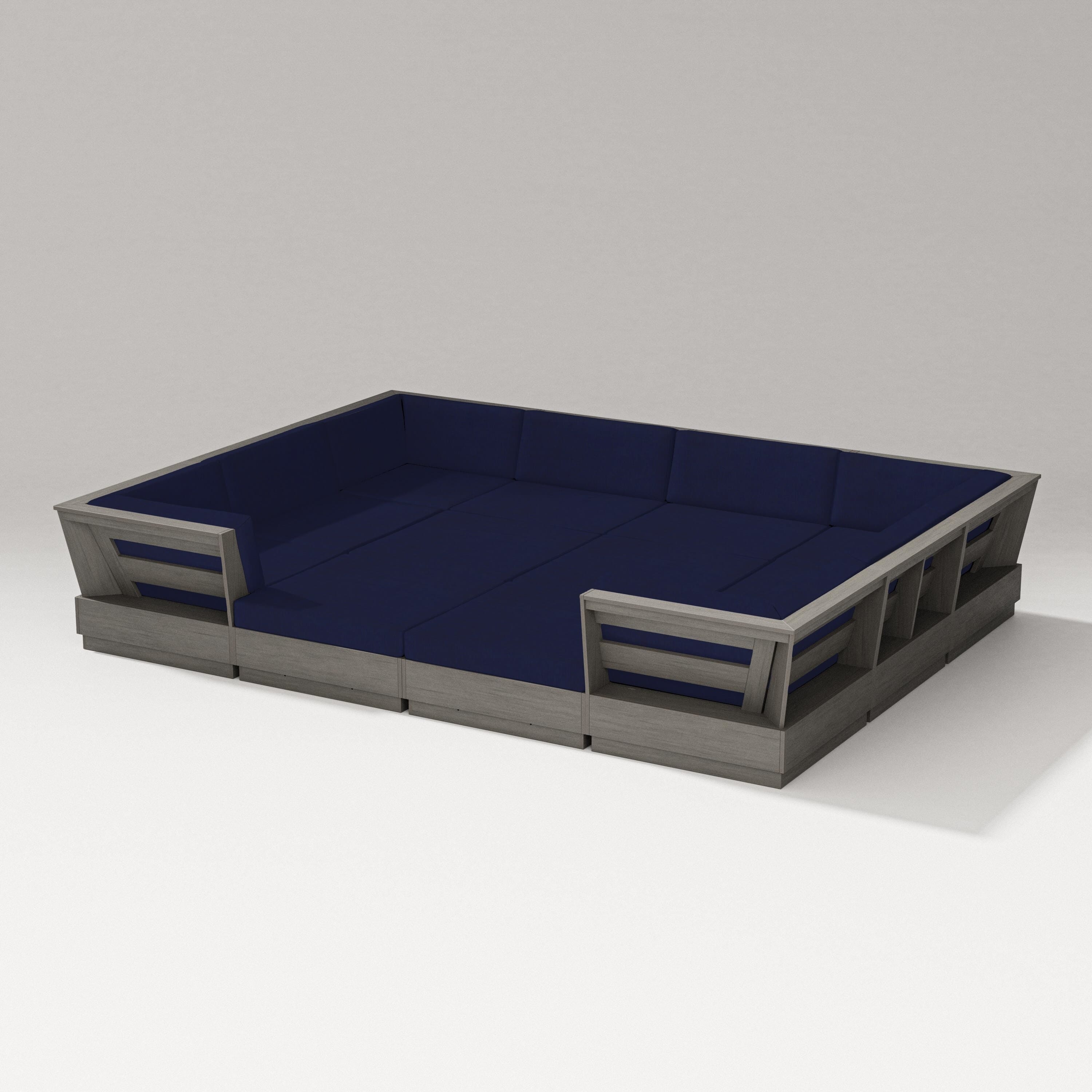 PW Designer Series Elevate 12-Piece Pit Sectional in Driftwood / Navy