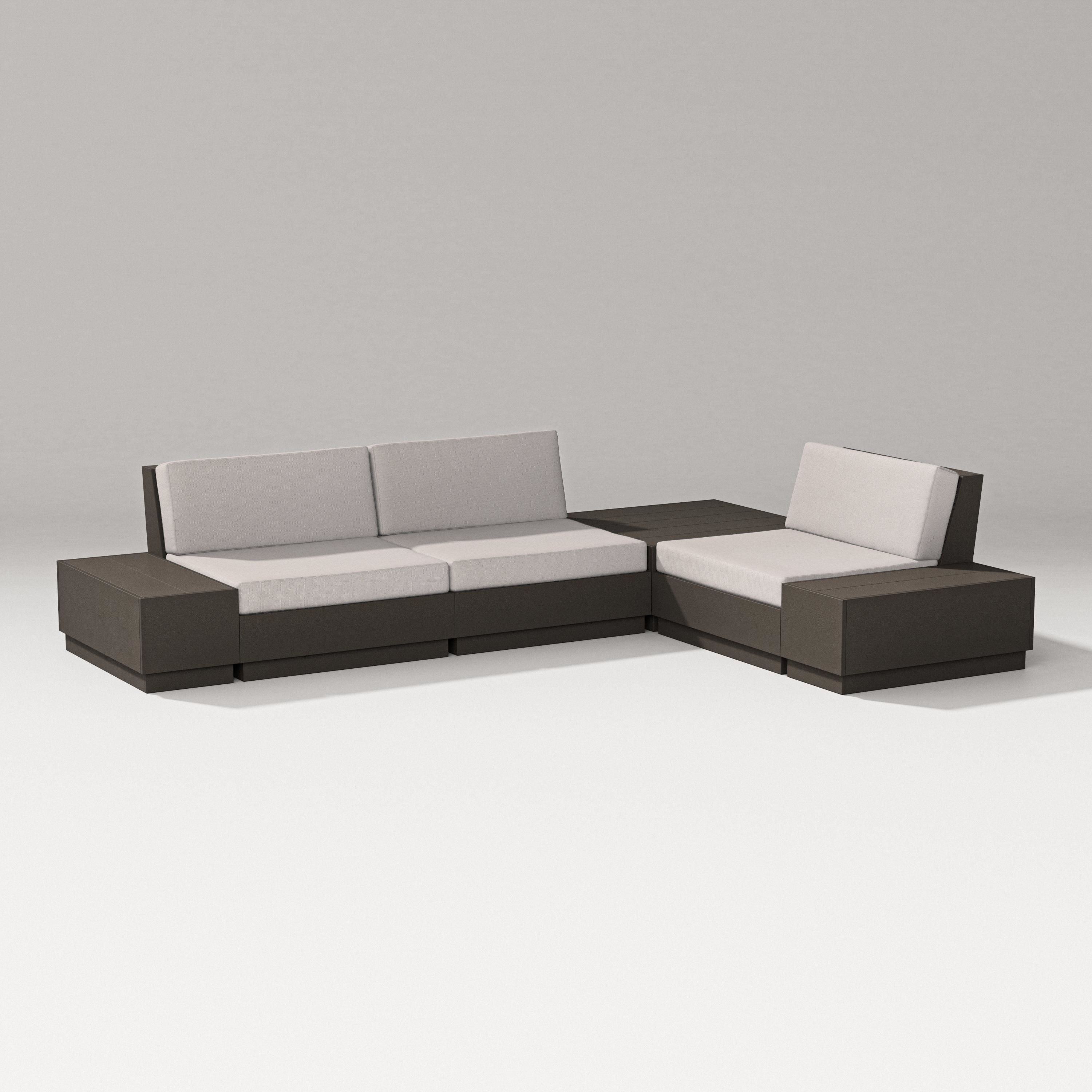 PW Designer Series Elevate 6-Piece Corner Sectional in Vintage Coffee / Dune Burlap