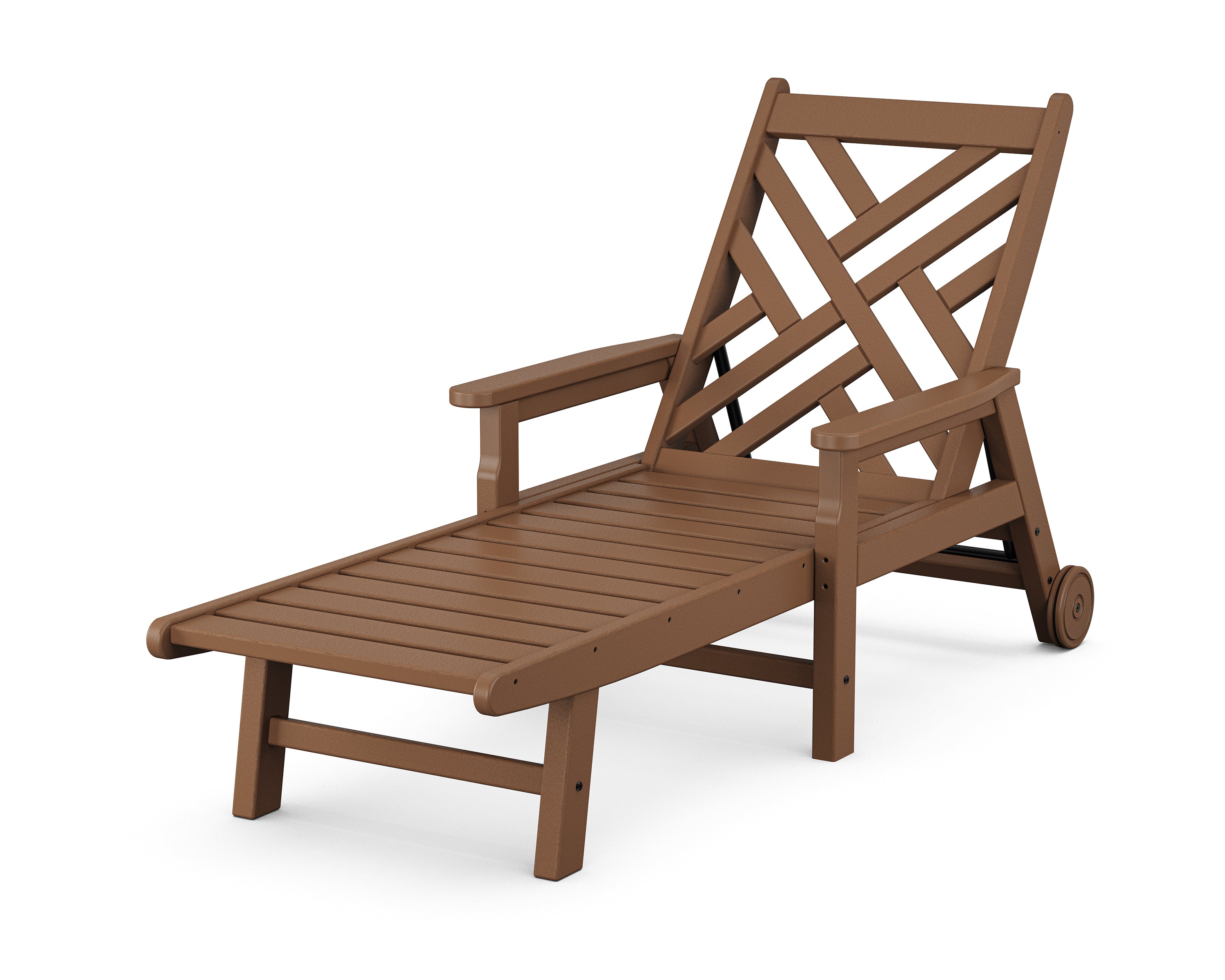 POLYWOOD® Chippendale Chaise with Arms and Wheels in Teak