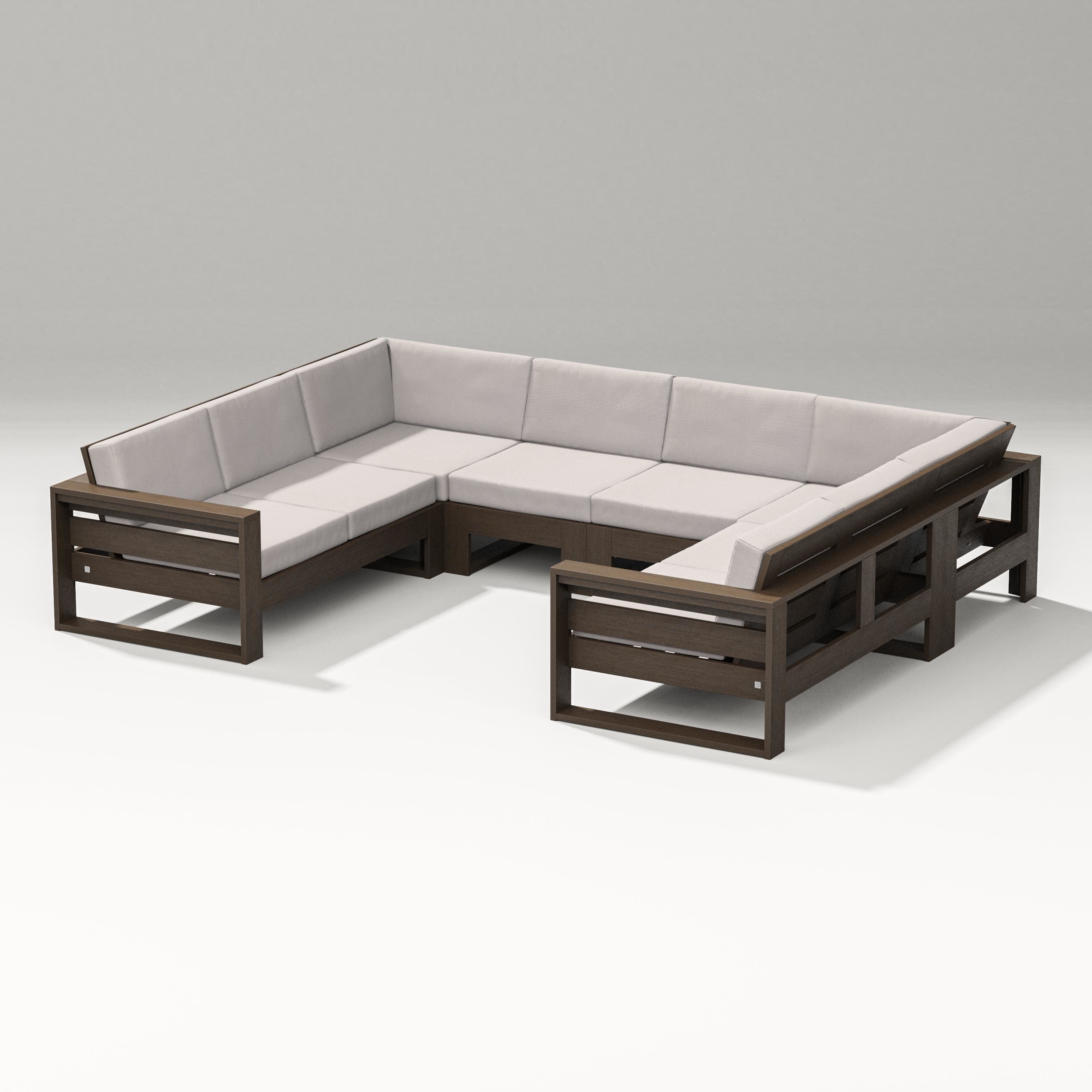PW Designer Series Latitude U-Shaped Sectional in Kona / Dune Burlap