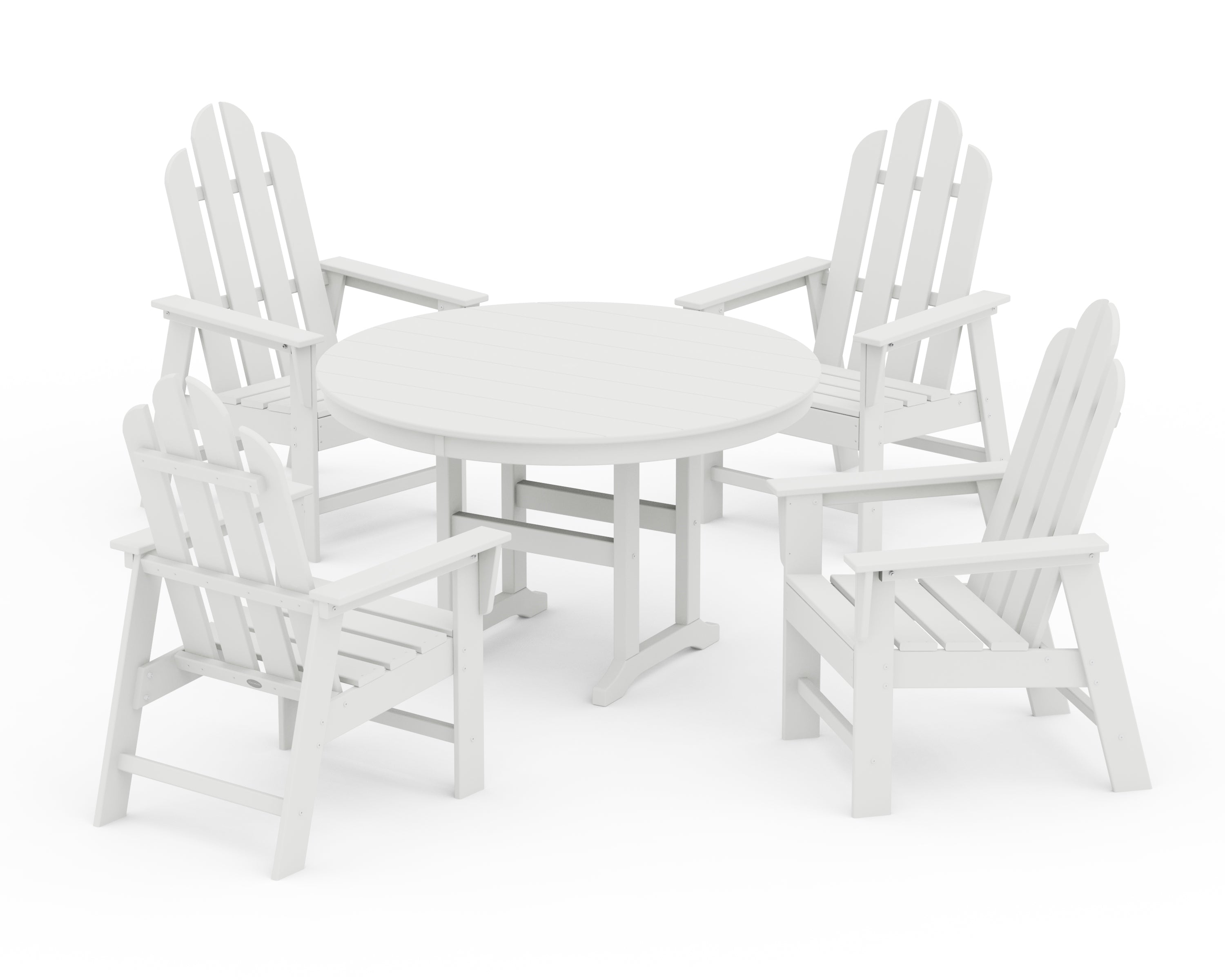 POLYWOOD Long Island 5-Piece Round Farmhouse Dining Set in White